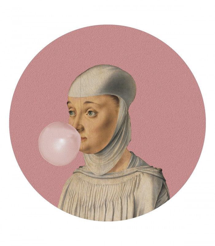Mural DOTS Woman with Bubble Gum Pink Wallcolors Eye on Design