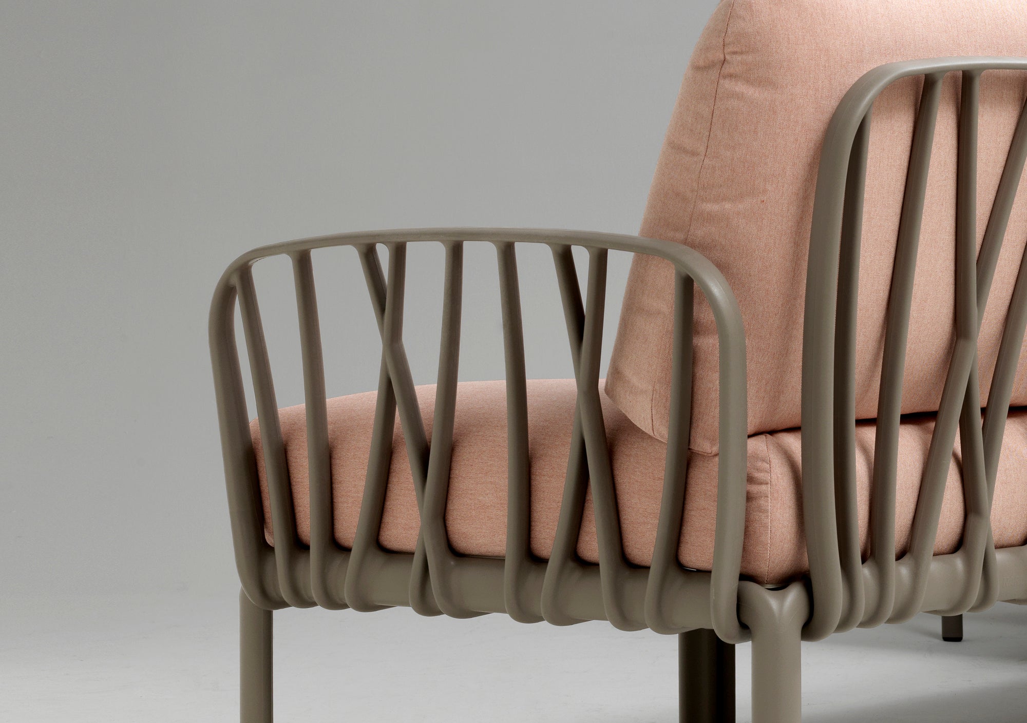 Outdoor Armchair KOMODO Pink with Taupe Base