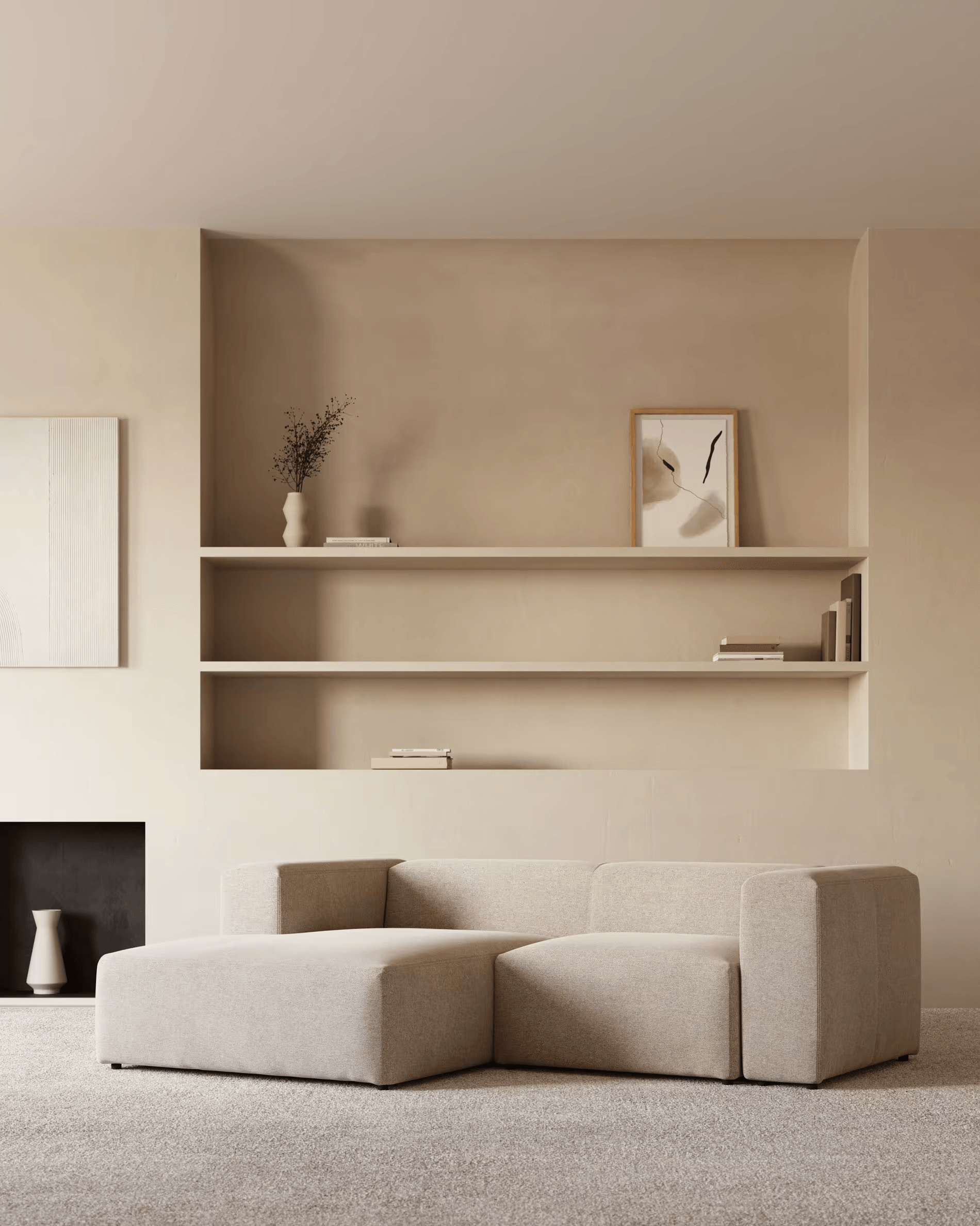 Narożnik 2-osobowy lewostronny BLOK beżowy szenil La Forma Eye on Design