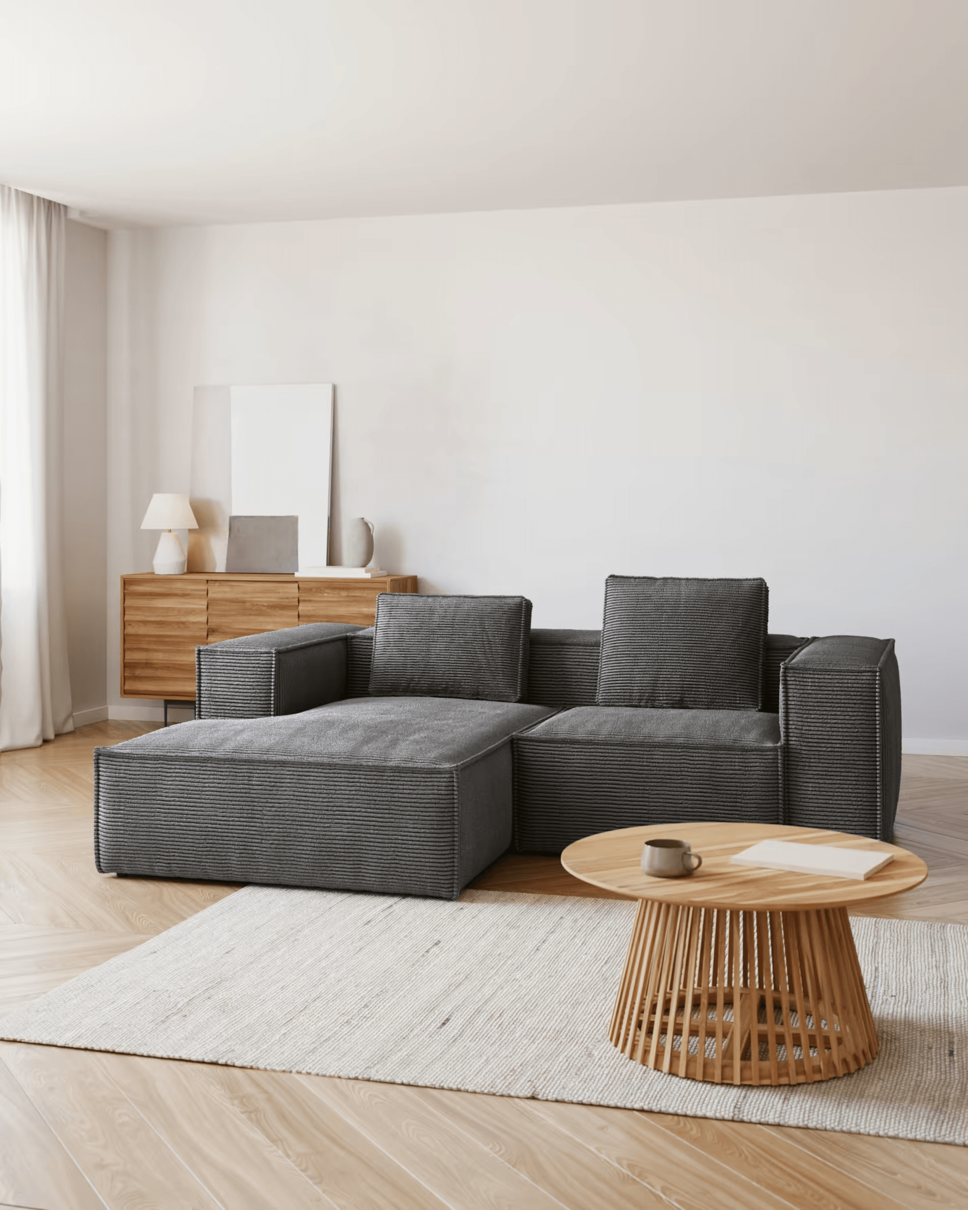 Narożnik 2-osobowy lewostronny BLOK szary sztruks La Forma Eye on Design