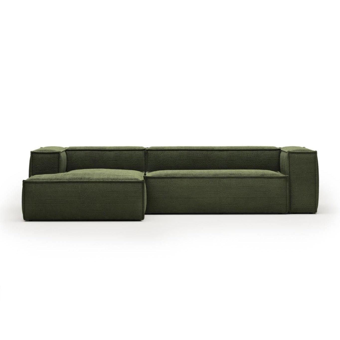 Narożnik 3-osobowy lewostronny BLOK zielony sztruks La Forma Eye on Design
