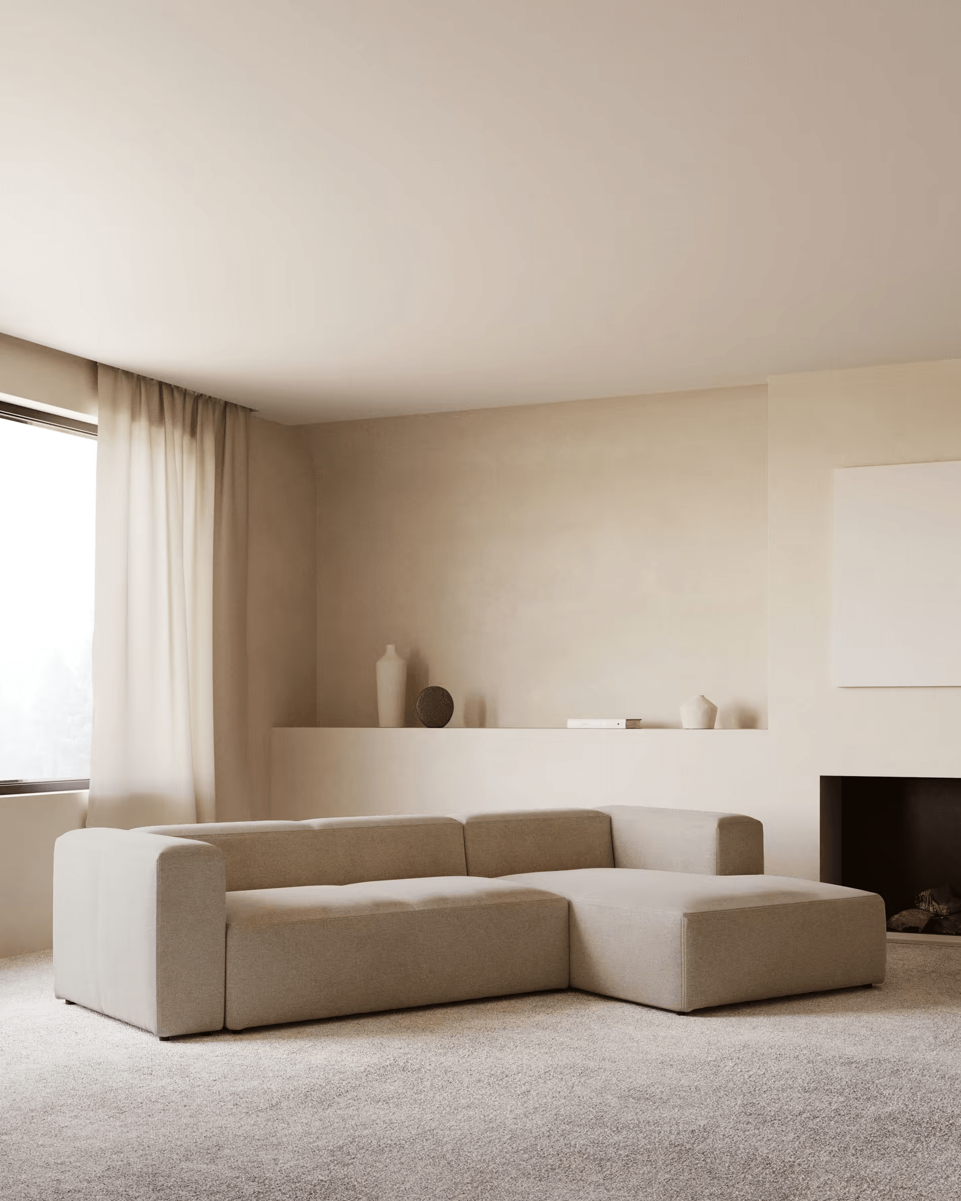 Narożnik 3-osobowy prawostronny BLOK beżowy szenil La Forma Eye on Design