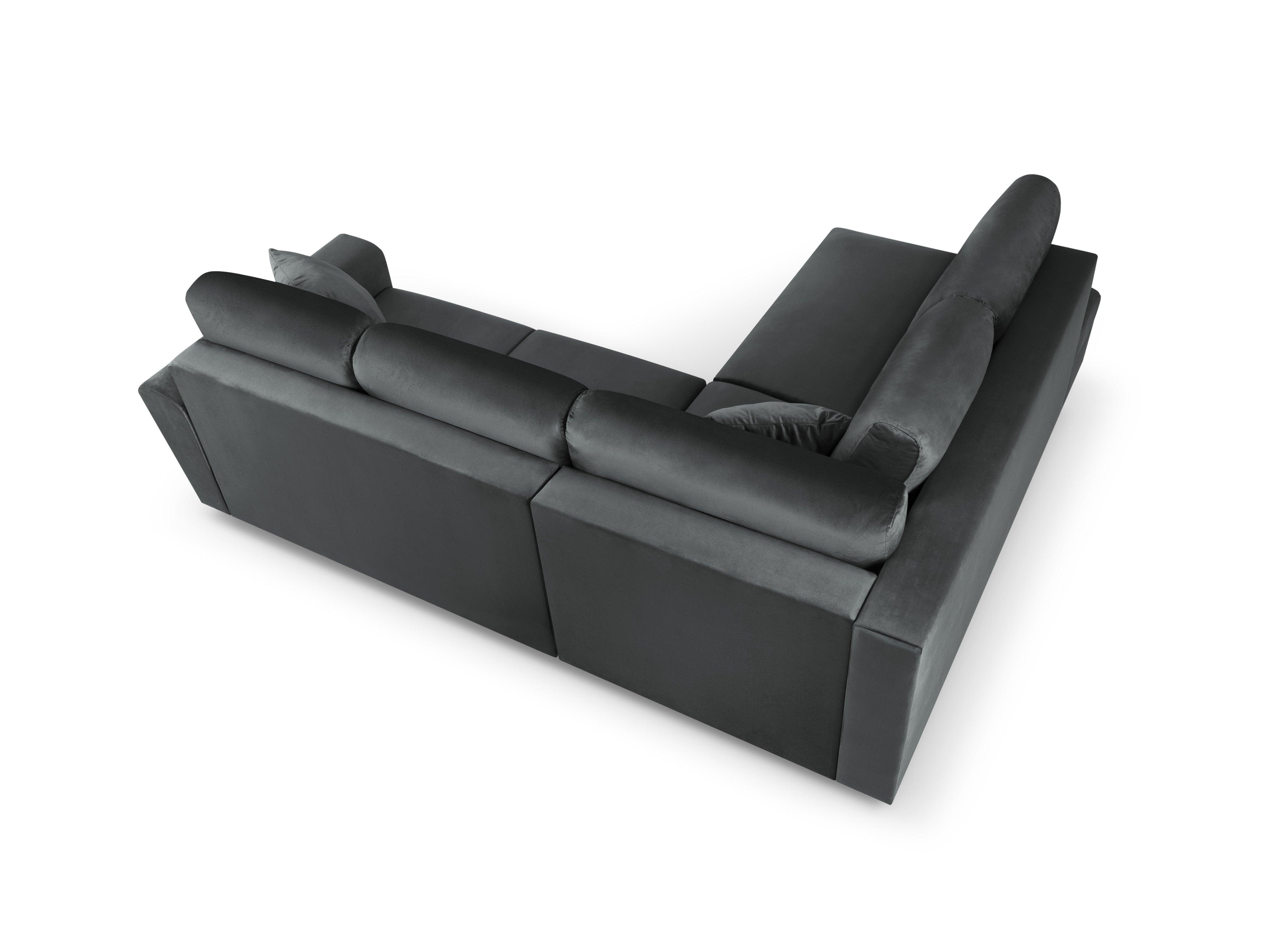 Narożnik 5-osobowy lewostronny z funkcją spania KYOTO ciemnoszary ze złotą podstawą Cosmopolitan Design Eye on Design