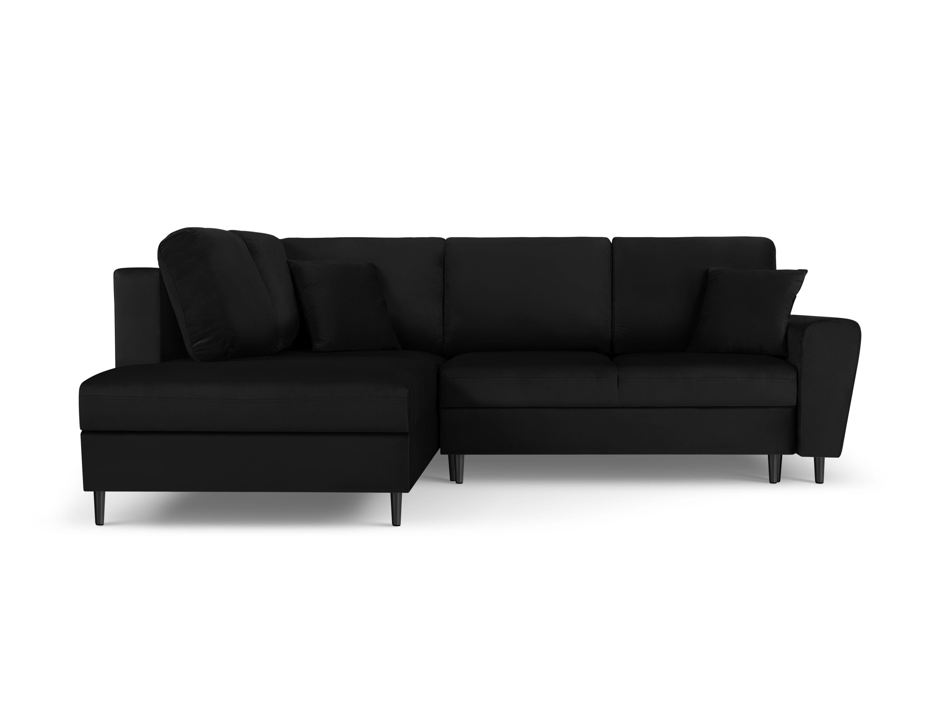 Narożnik 5-osobowy lewostronny z funkcją spania KYOTO czarny z czarną podstawą Cosmopolitan Design Eye on Design