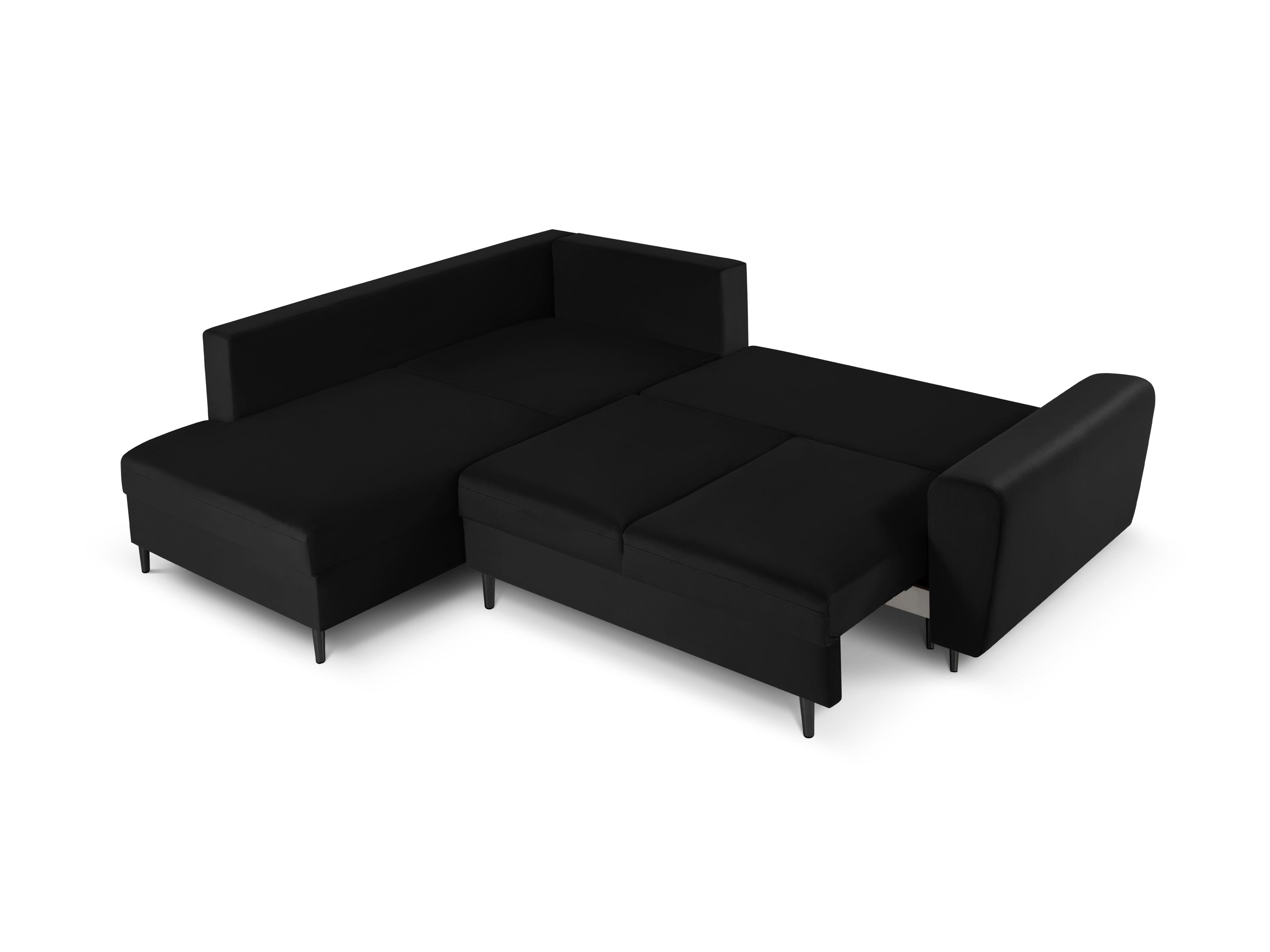 Narożnik 5-osobowy lewostronny z funkcją spania KYOTO czarny z czarną podstawą Cosmopolitan Design Eye on Design
