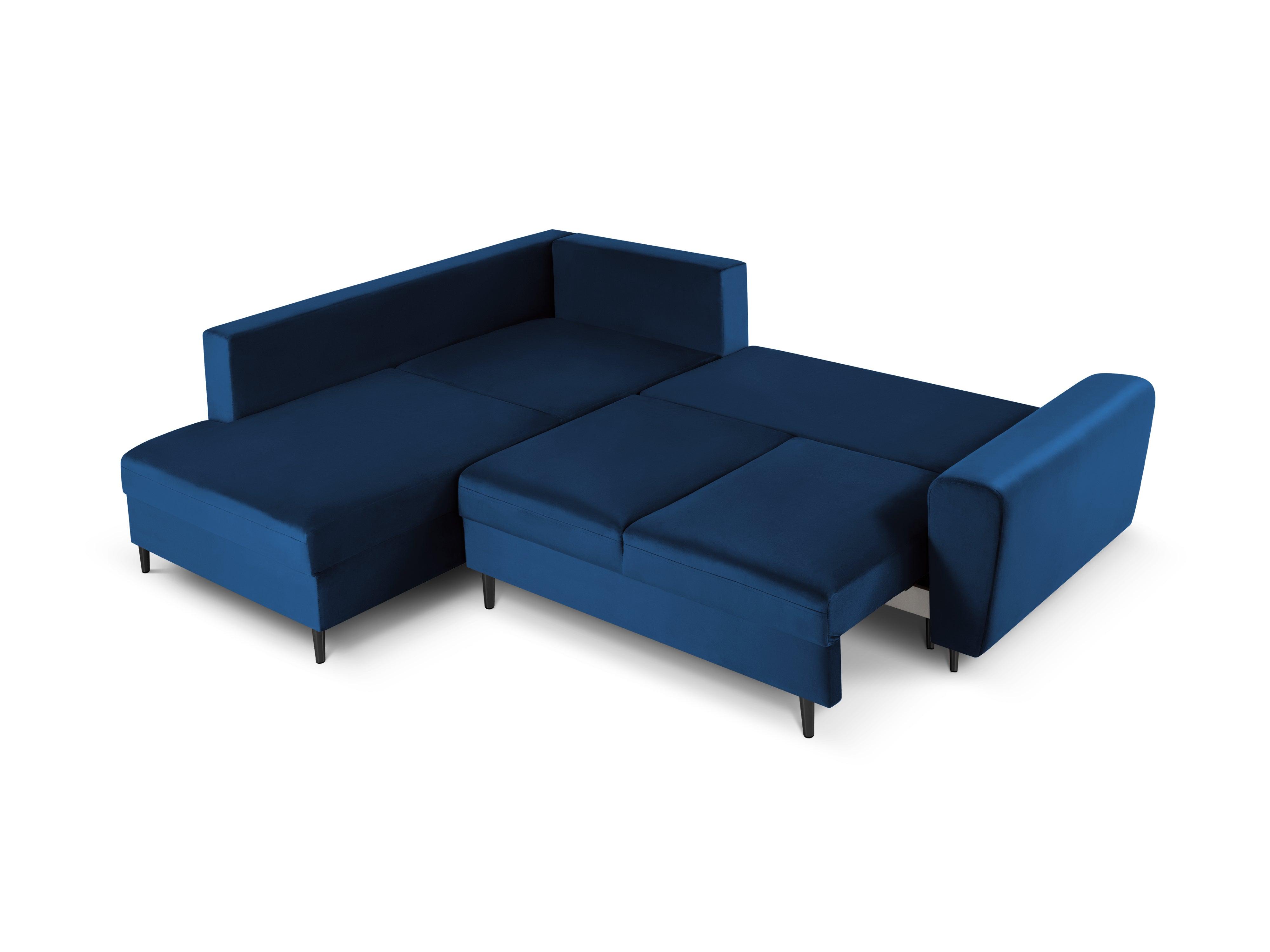 Narożnik 5-osobowy lewostronny z funkcją spania KYOTO niebieski z czarną podstawą Cosmopolitan Design Eye on Design
