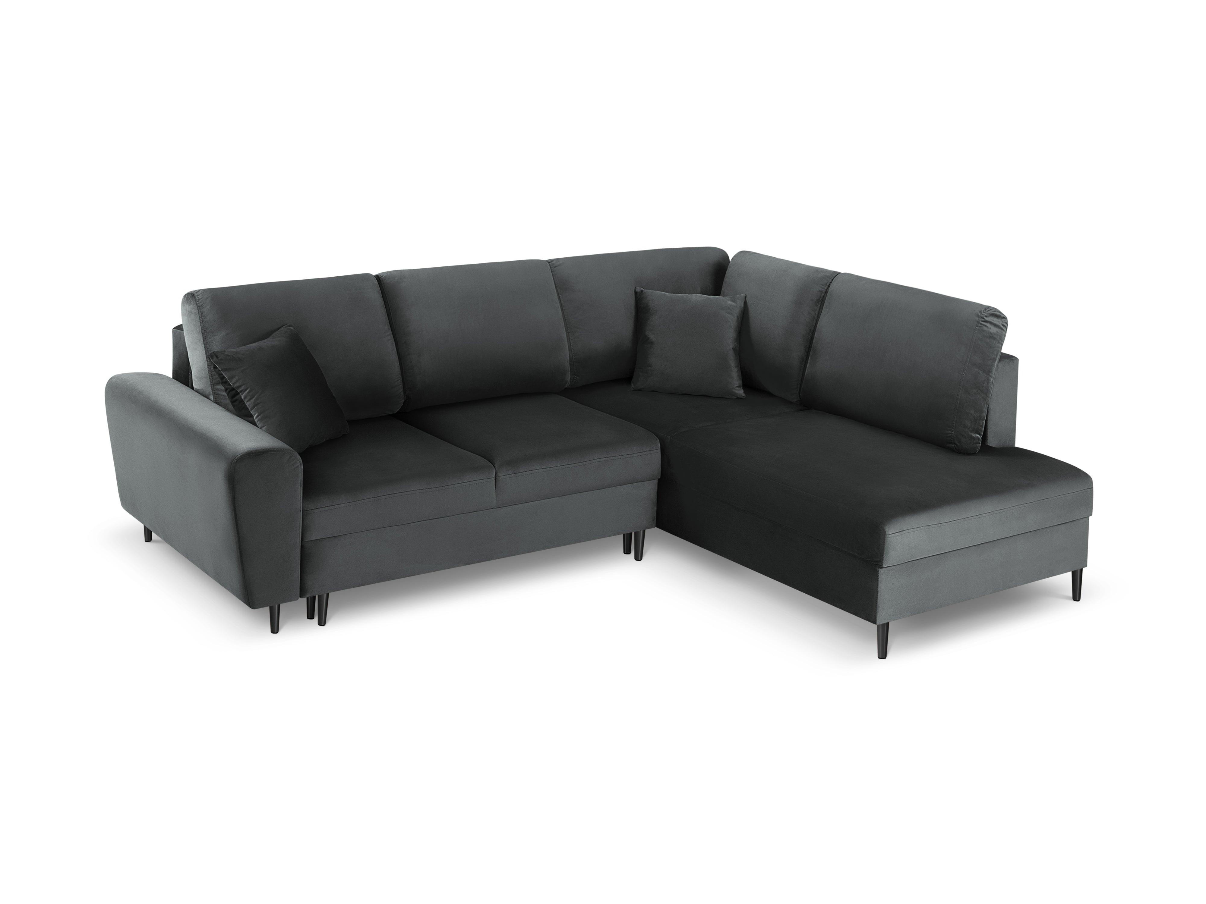 Narożnik 5-osobowy prawostronny z funkcją spania KYOTO ciemnoszary z czarną podstawą Cosmopolitan Design Eye on Design