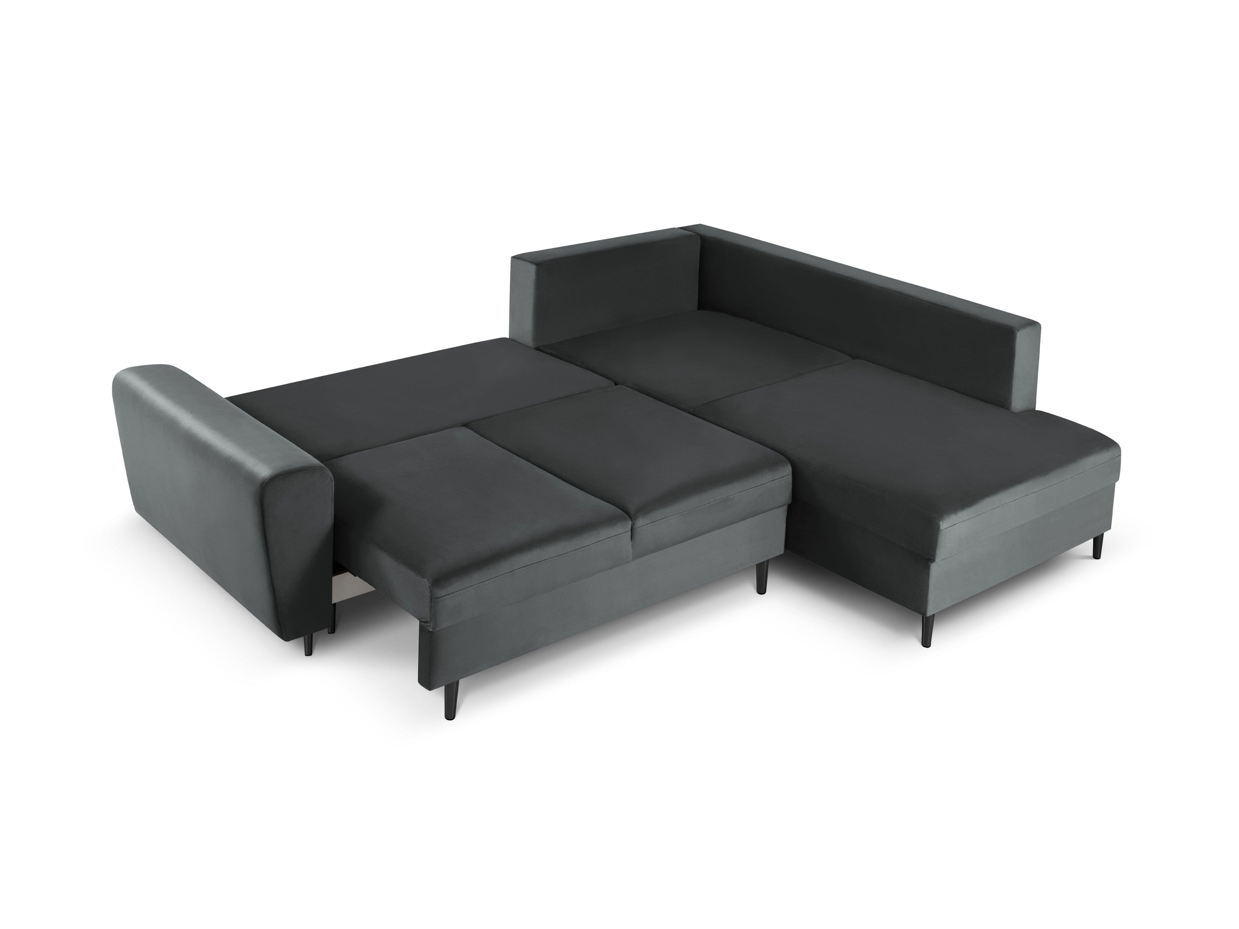 Narożnik 5-osobowy prawostronny z funkcją spania KYOTO ciemnoszary z czarną podstawą Cosmopolitan Design Eye on Design