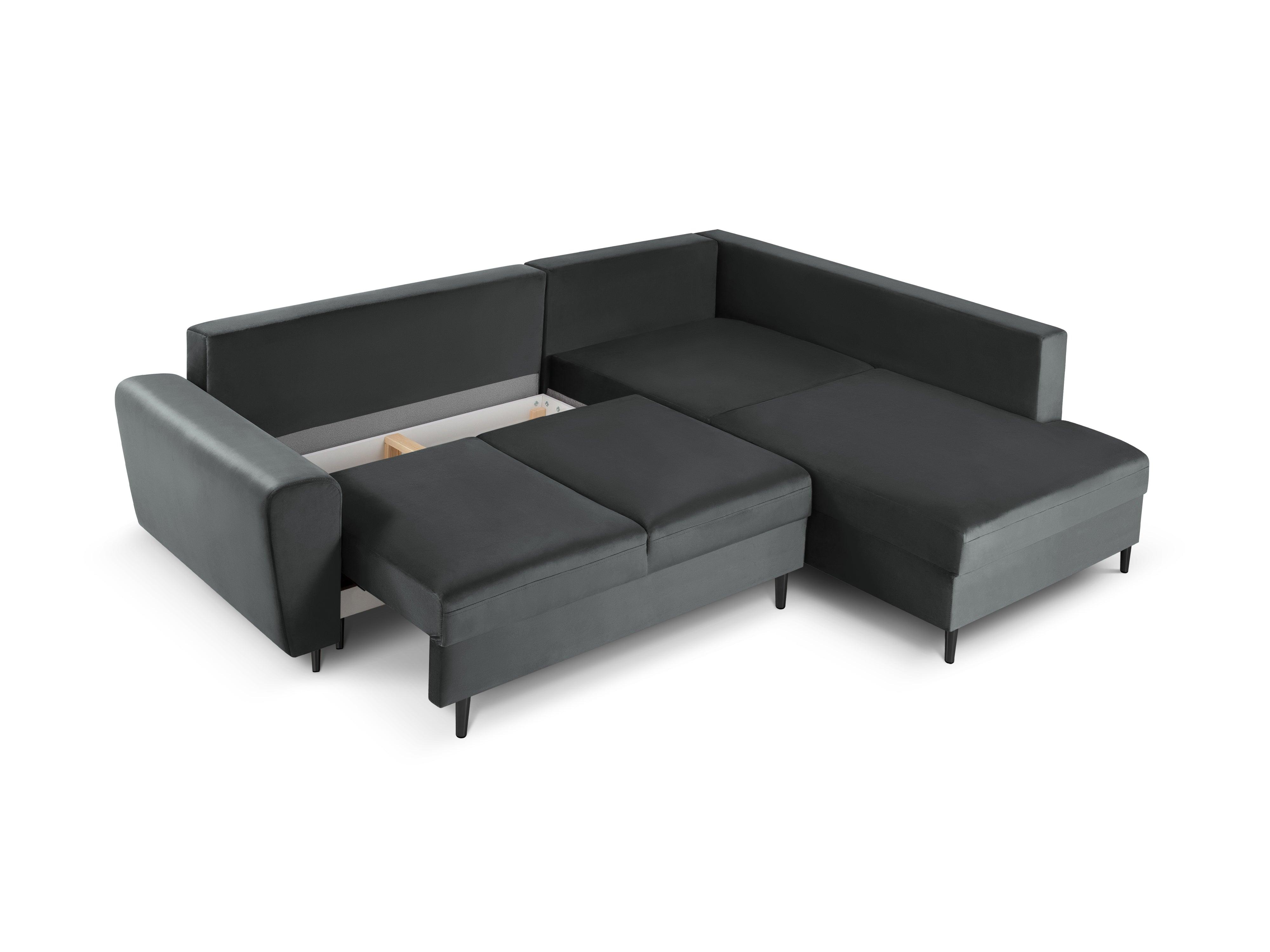 Narożnik 5-osobowy prawostronny z funkcją spania KYOTO ciemnoszary z czarną podstawą Cosmopolitan Design Eye on Design