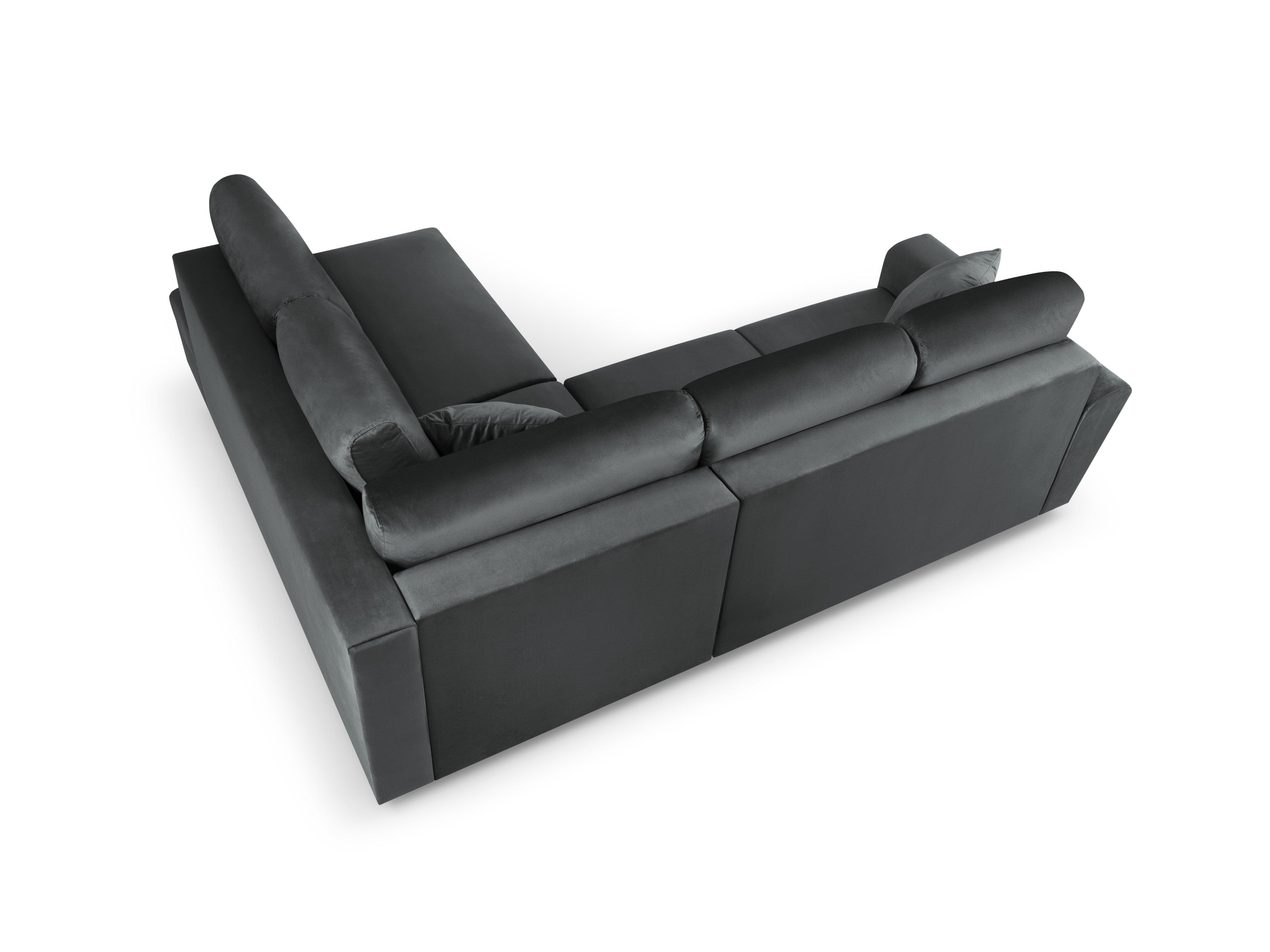 Narożnik 5-osobowy prawostronny z funkcją spania KYOTO ciemnoszary ze złotą podstawą Cosmopolitan Design Eye on Design
