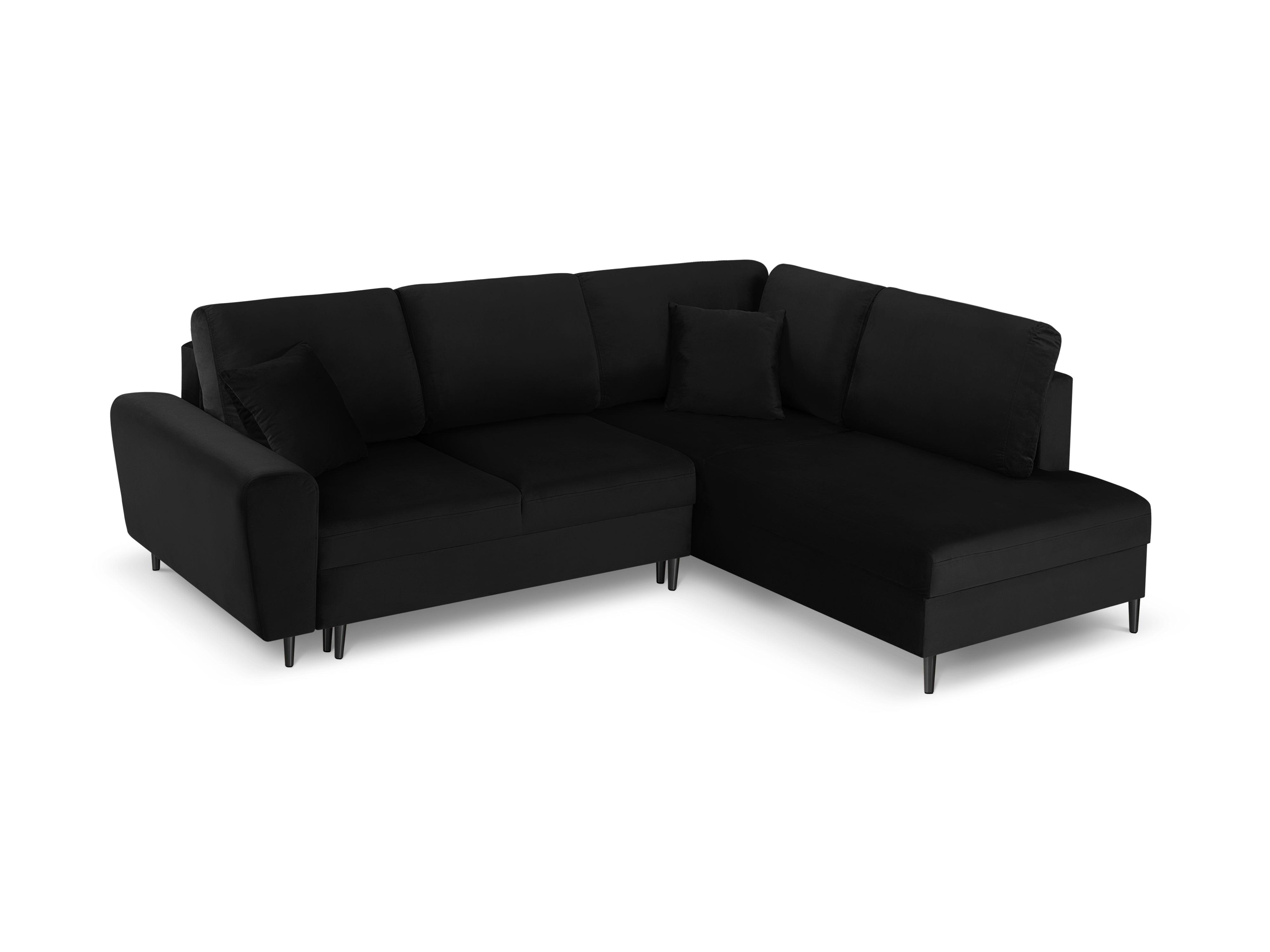 Narożnik 5-osobowy prawostronny z funkcją spania KYOTO czarny z czarną podstawą Cosmopolitan Design Eye on Design