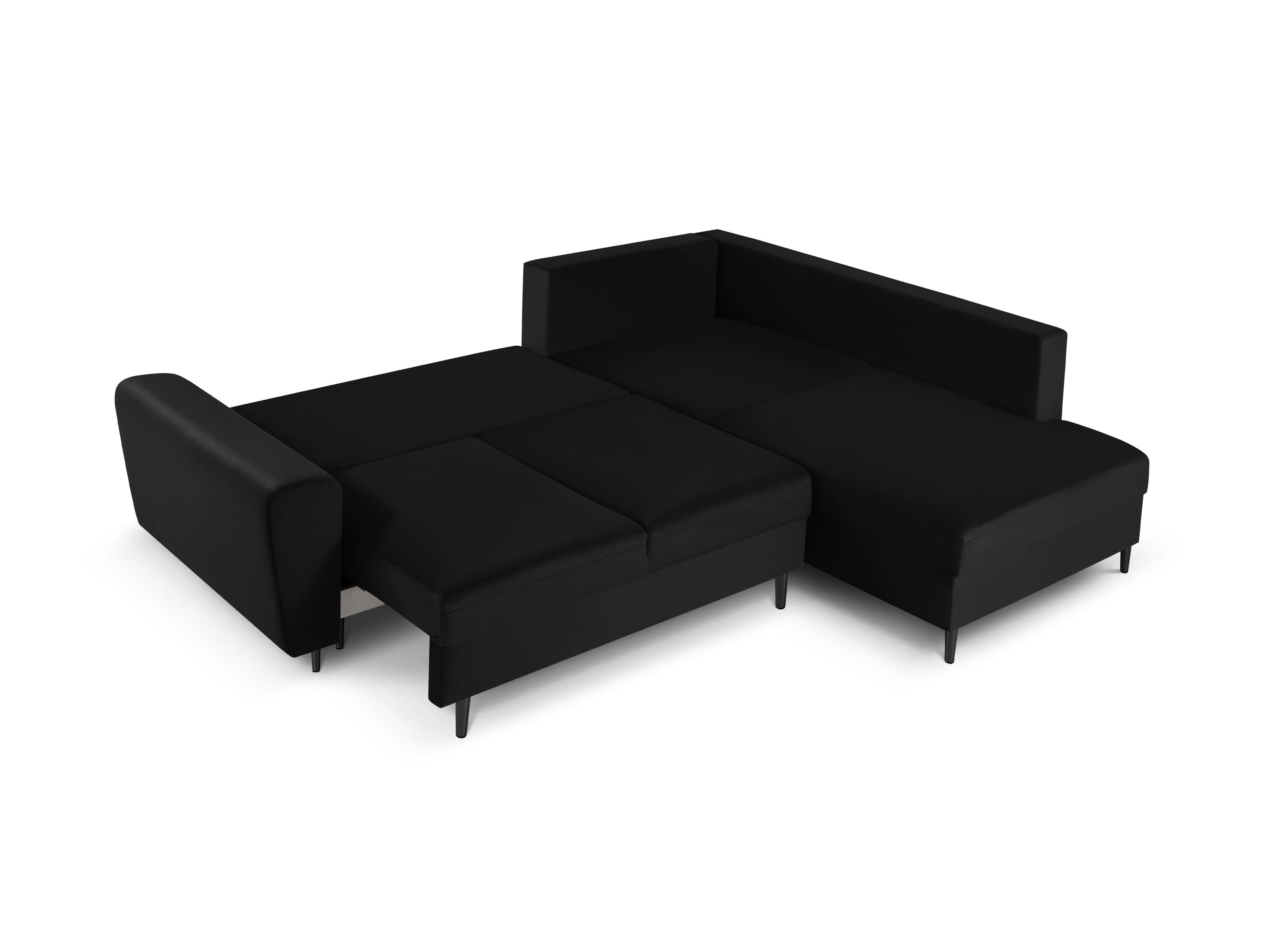 Narożnik 5-osobowy prawostronny z funkcją spania KYOTO czarny z czarną podstawą Cosmopolitan Design Eye on Design
