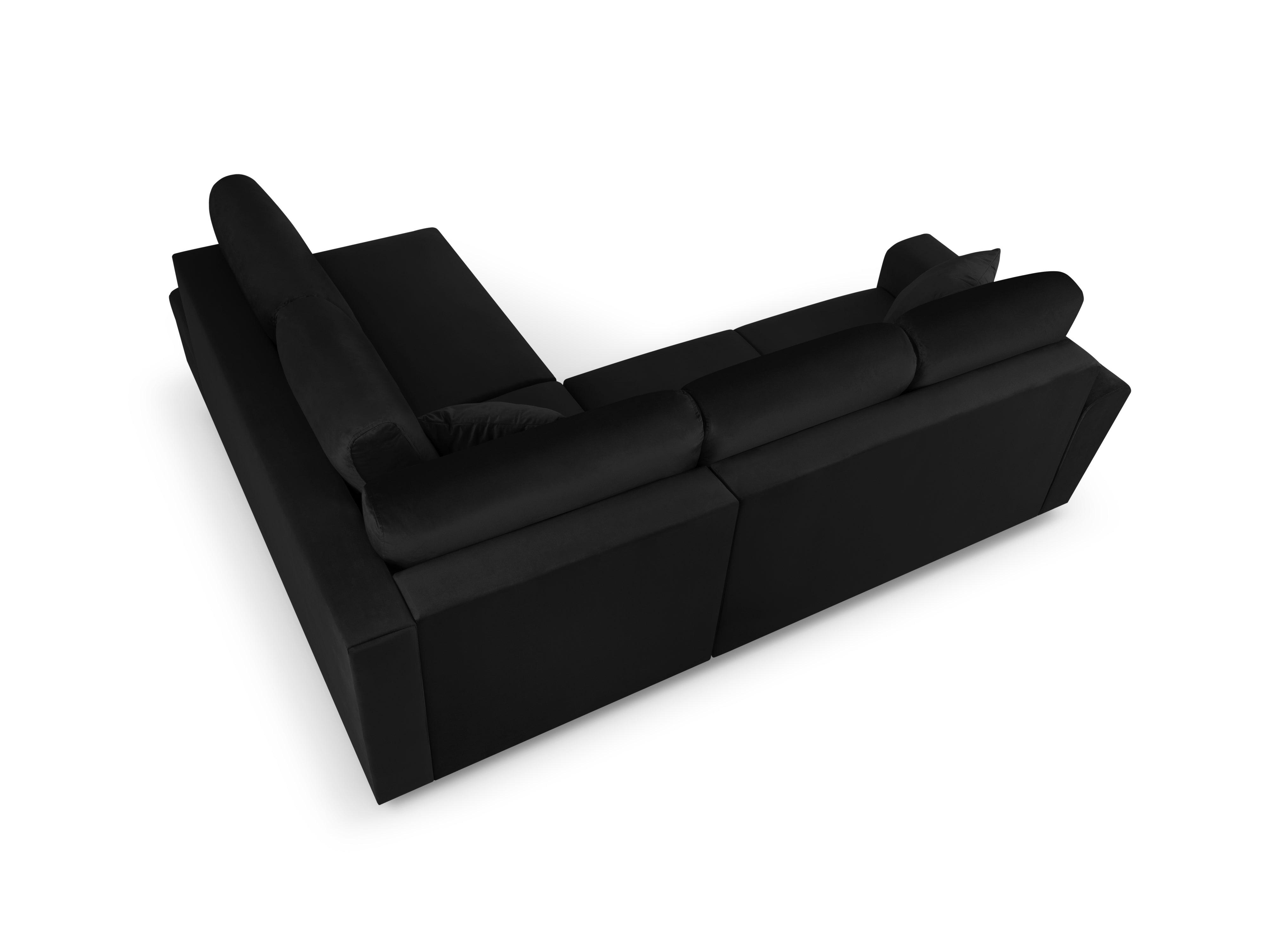 Narożnik 5-osobowy prawostronny z funkcją spania KYOTO czarny ze złotą podstawą Cosmopolitan Design Eye on Design