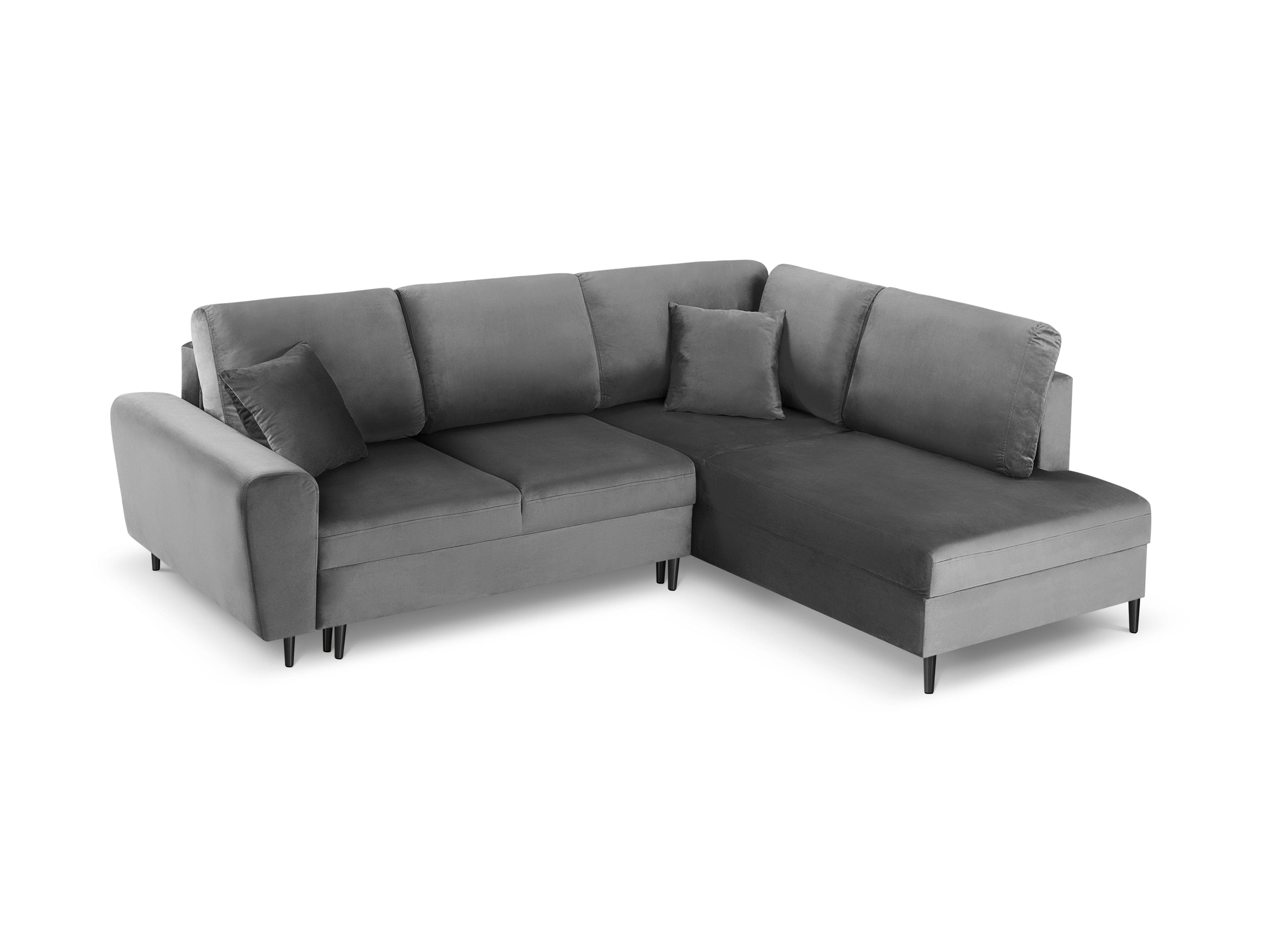 Narożnik 5-osobowy prawostronny z funkcją spania KYOTO jasnoszary z czarną podstawą Cosmopolitan Design Eye on Design