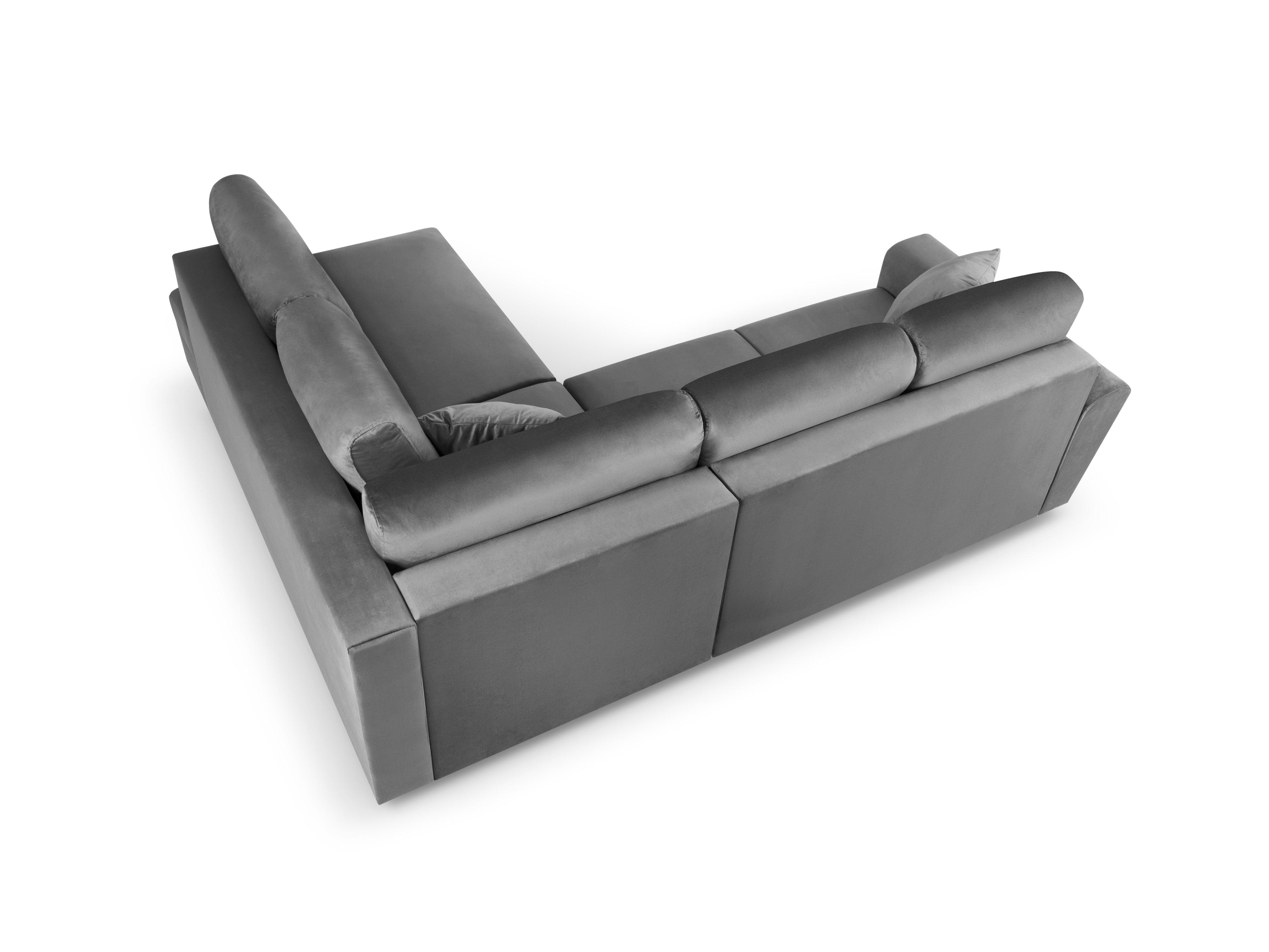 Narożnik 5-osobowy prawostronny z funkcją spania KYOTO jasnoszary z czarną podstawą Cosmopolitan Design Eye on Design