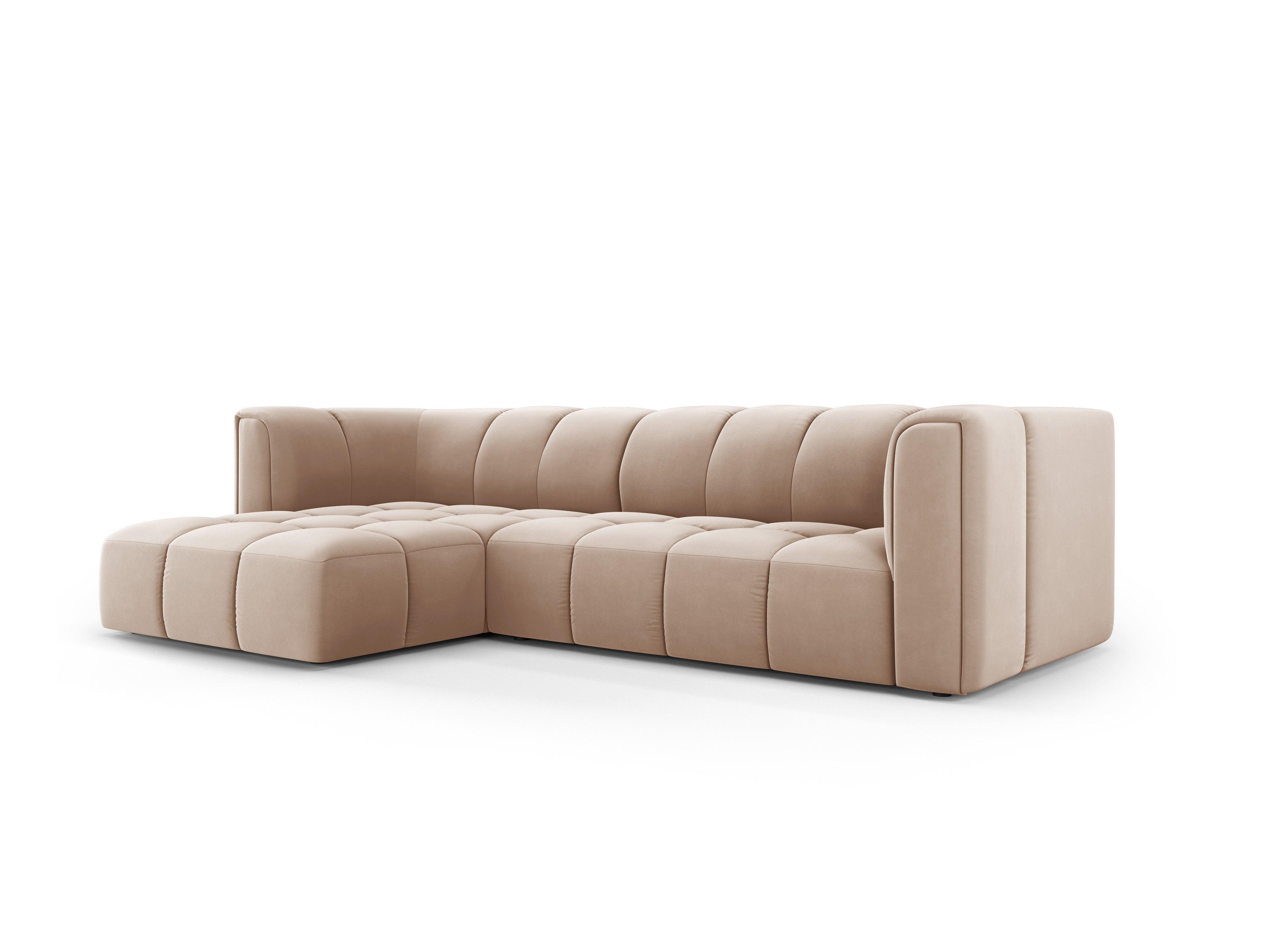 Narożnik aksamitny 3-osobowy lewostronny FRANCESCA beżowy Milo Casa Eye on Design