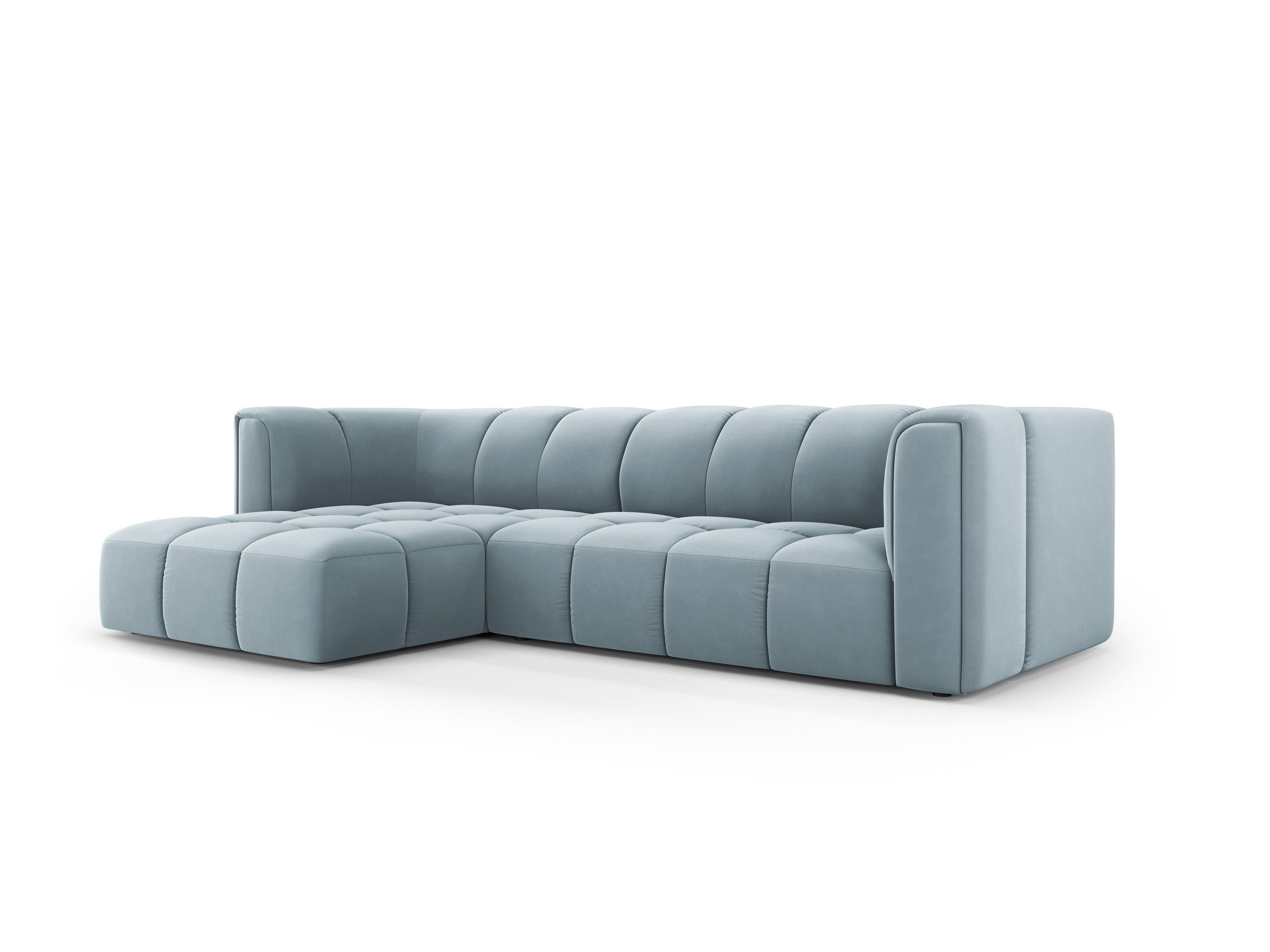 Narożnik aksamitny 3-osobowy lewostronny FRANCESCA jasnoniebieski Milo Casa Eye on Design