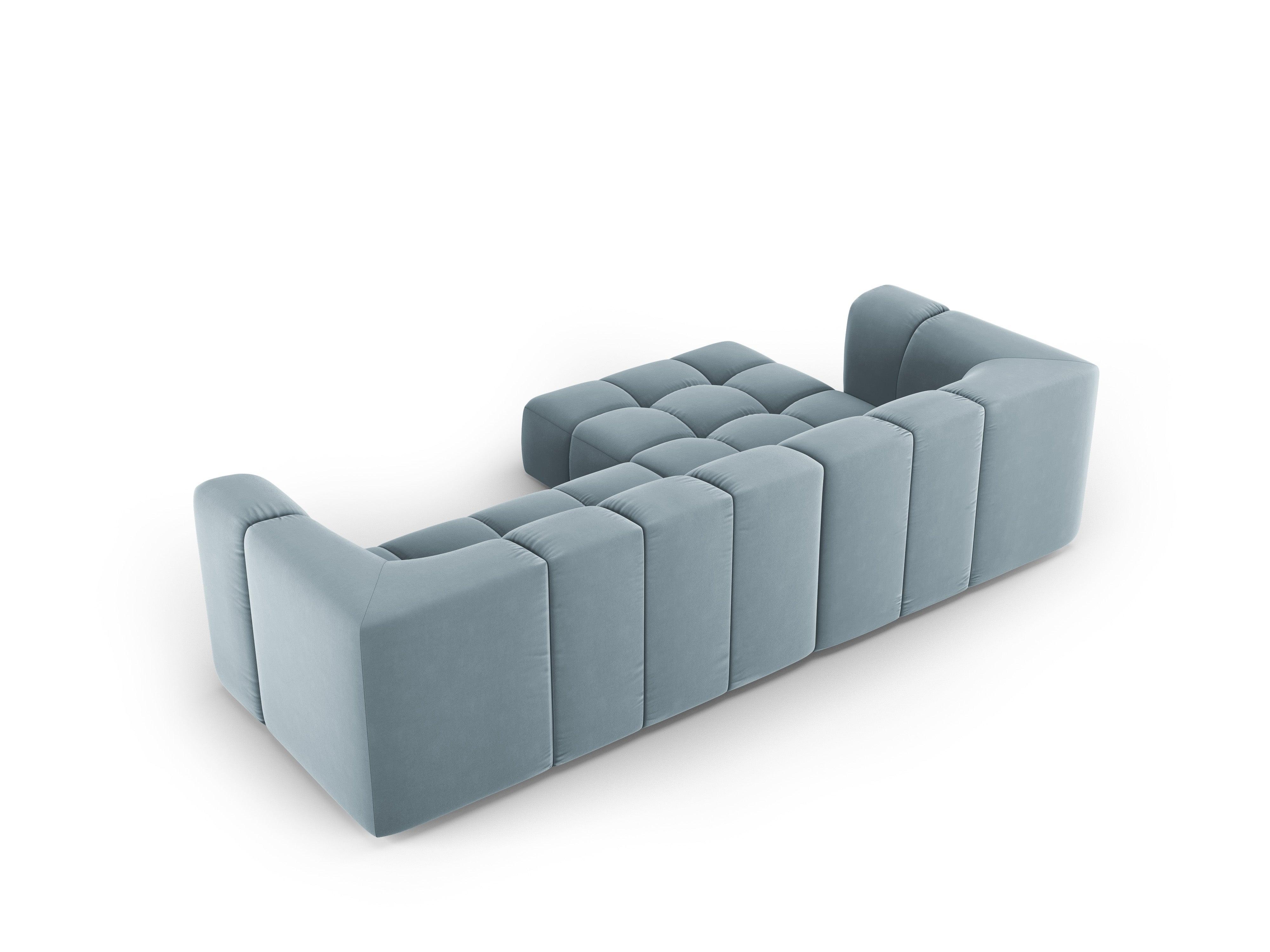 Narożnik aksamitny 3-osobowy lewostronny FRANCESCA jasnoniebieski Milo Casa Eye on Design
