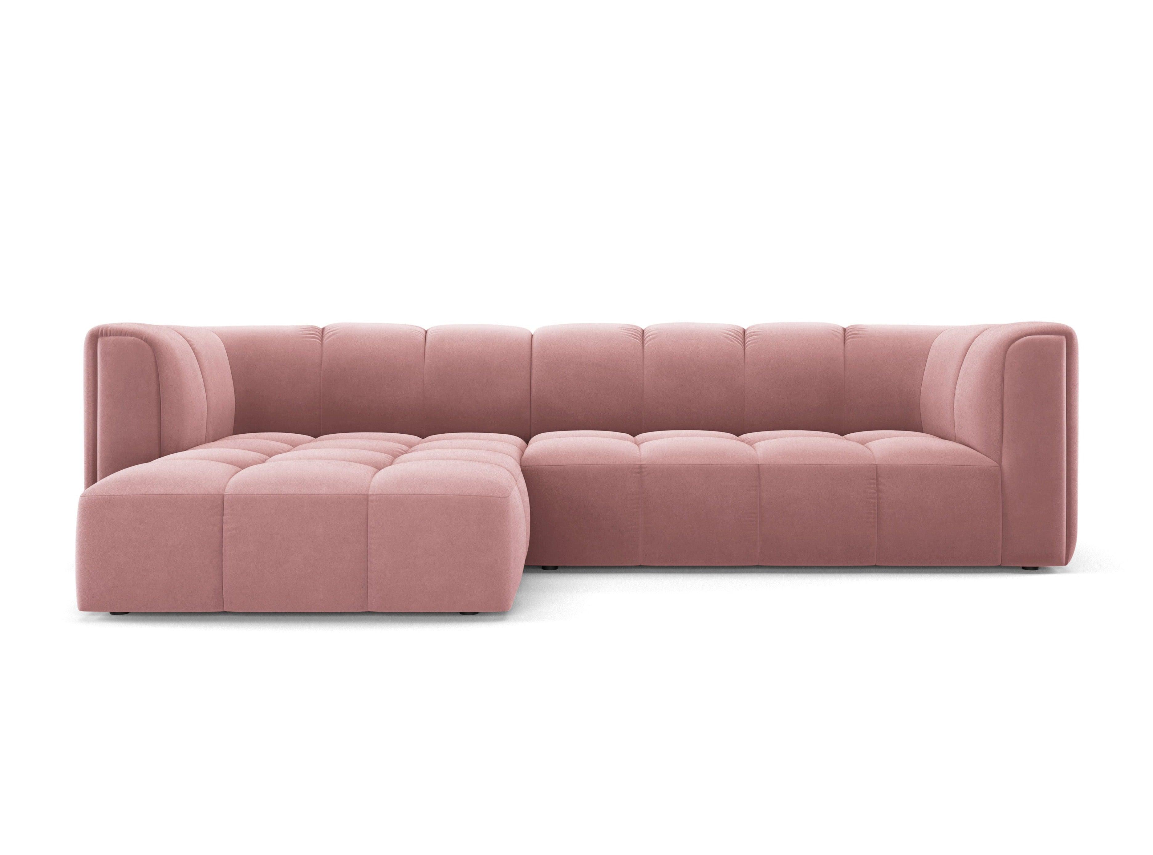 Narożnik aksamitny 3-osobowy lewostronny FRANCESCA różowy Milo Casa Eye on Design