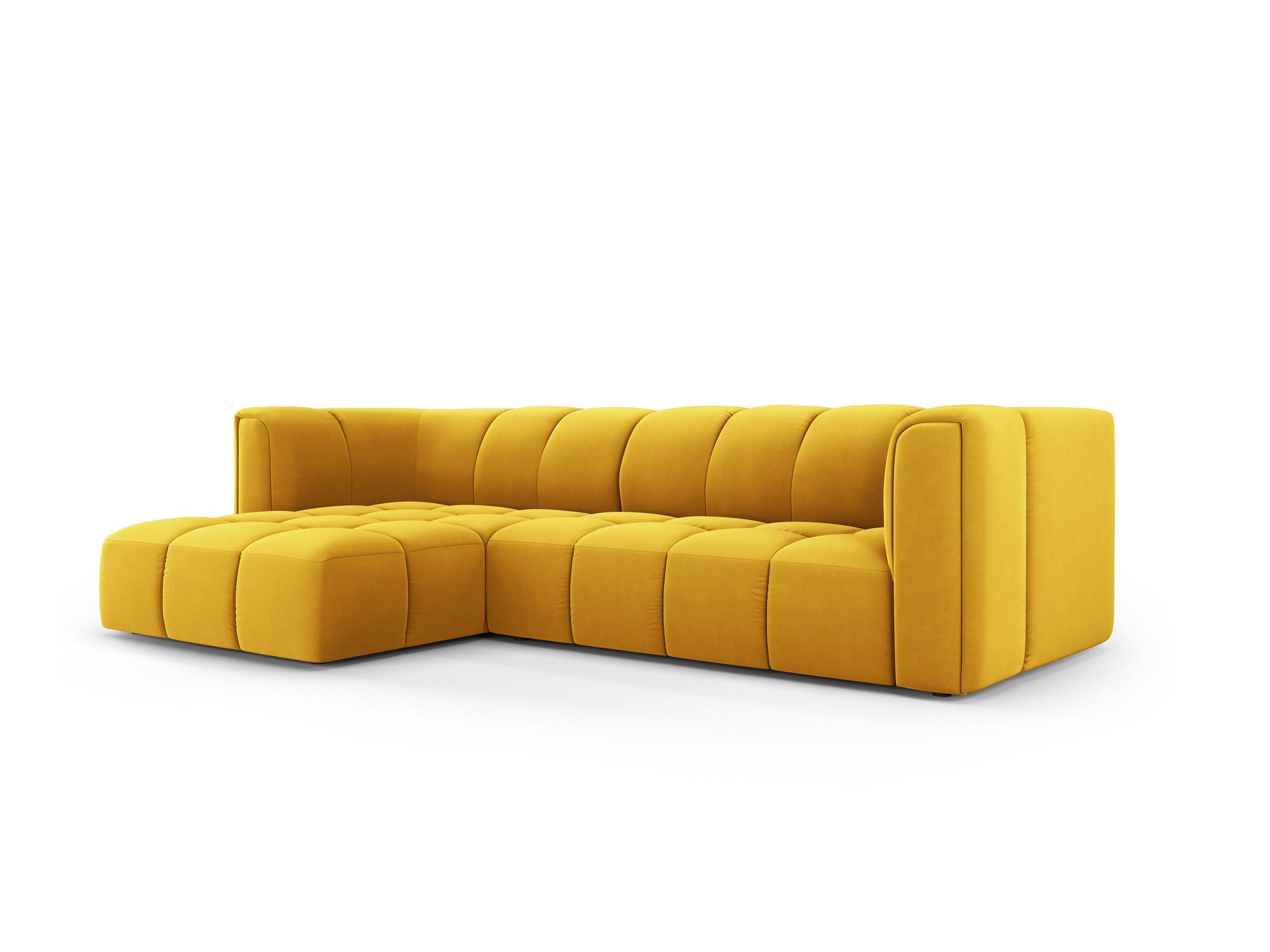 Narożnik aksamitny 3-osobowy lewostronny FRANCESCA żółty Milo Casa Eye on Design