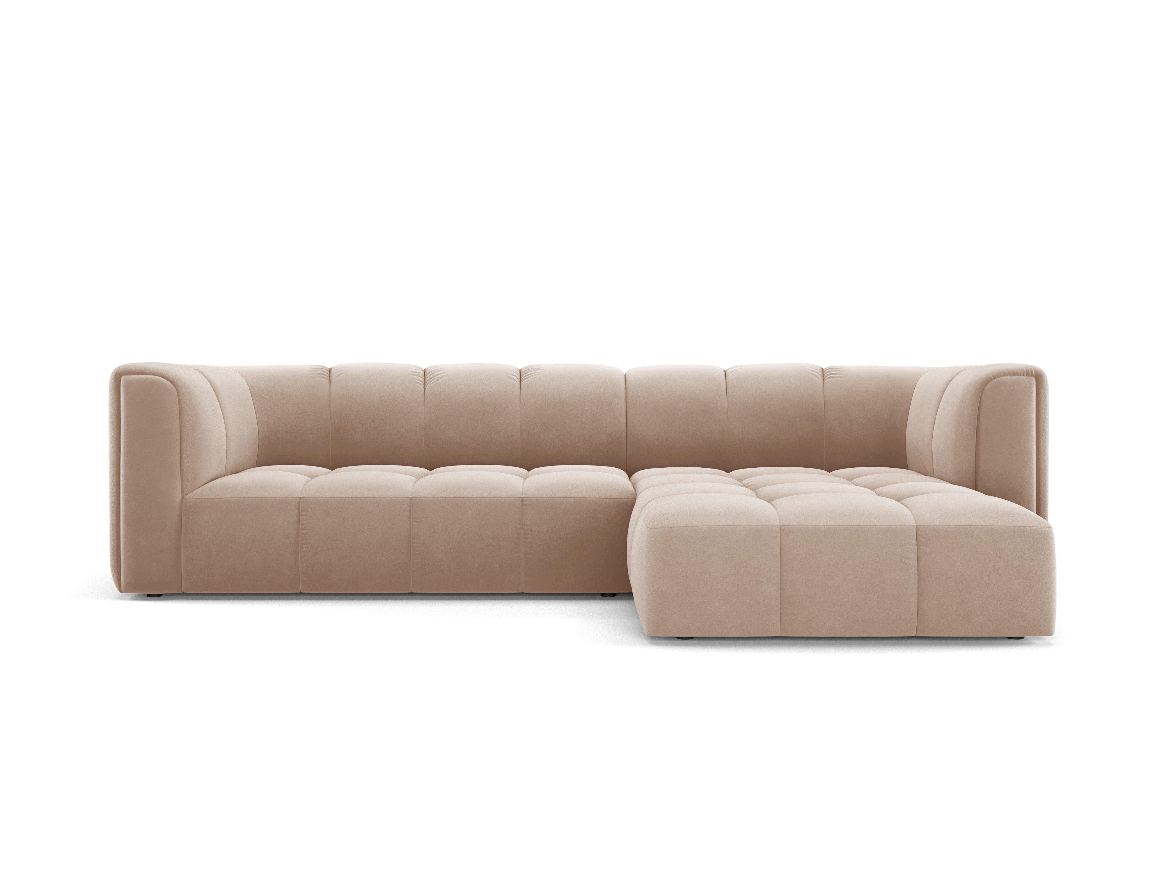 Narożnik aksamitny 3-osobowy prawostronny FRANCESCA beżowy Milo Casa Eye on Design