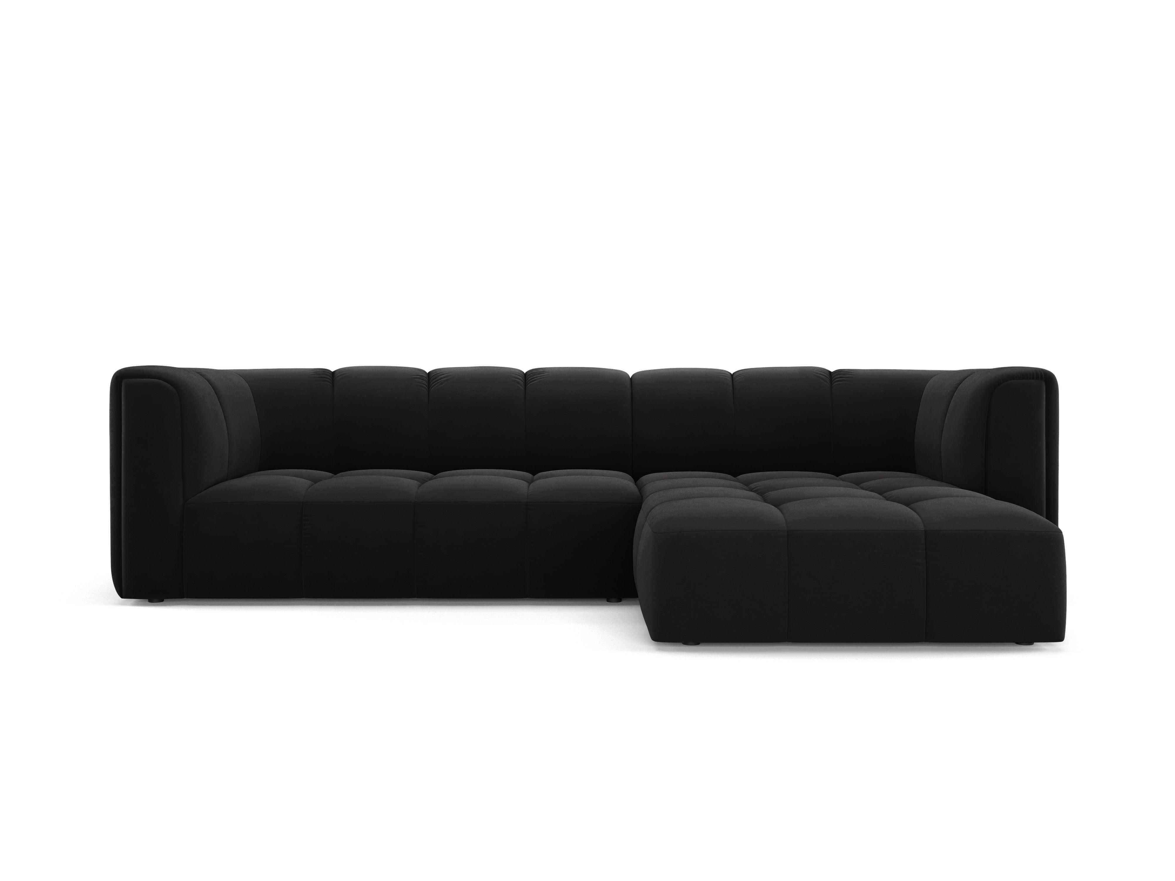 Narożnik aksamitny 3-osobowy prawostronny FRANCESCA czarny Milo Casa Eye on Design