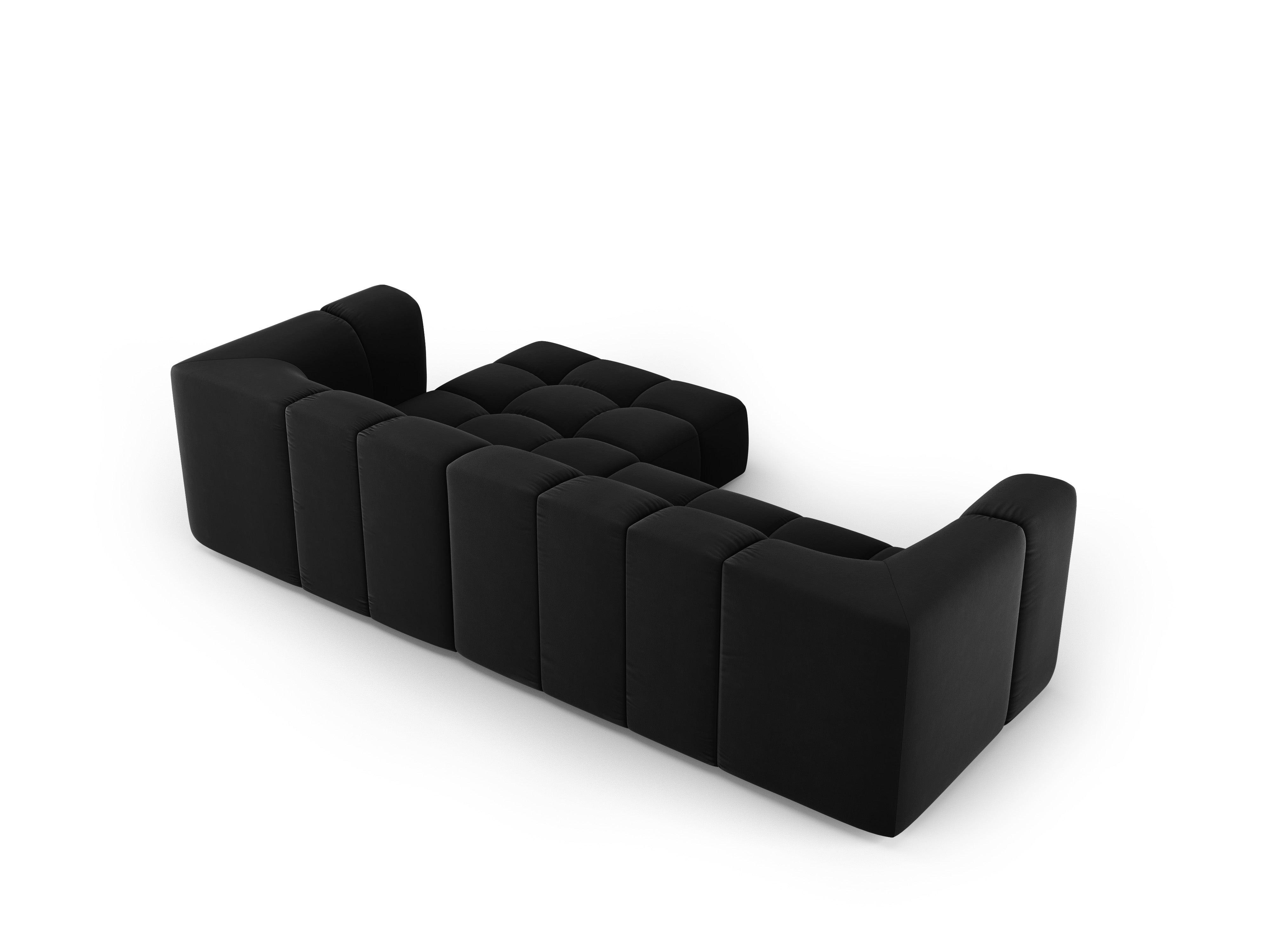 Narożnik aksamitny 3-osobowy prawostronny FRANCESCA czarny Milo Casa Eye on Design