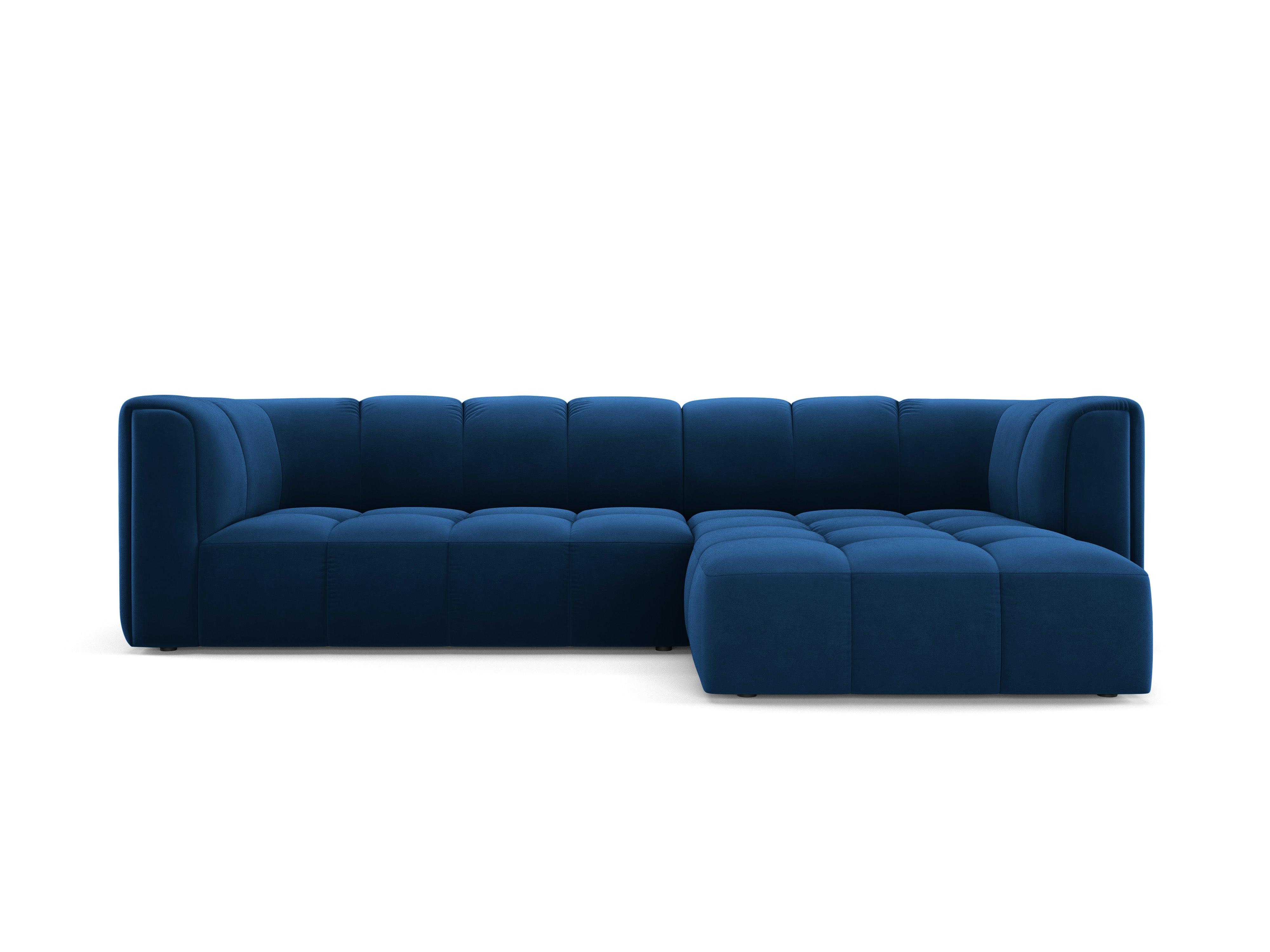 Narożnik aksamitny 3-osobowy prawostronny FRANCESCA granat królewski Milo Casa Eye on Design