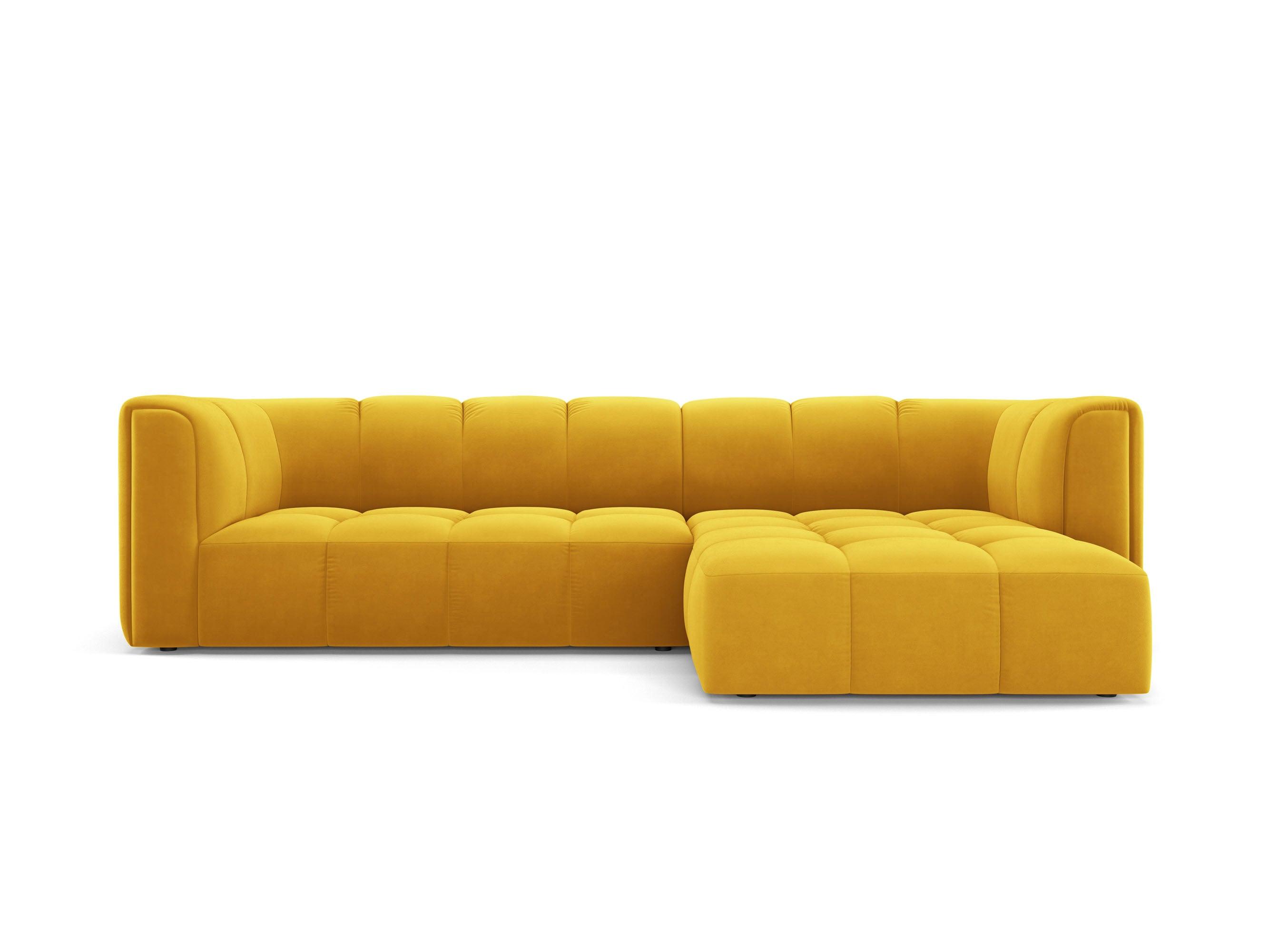 Narożnik aksamitny 3-osobowy prawostronny FRANCESCA żółty Milo Casa Eye on Design