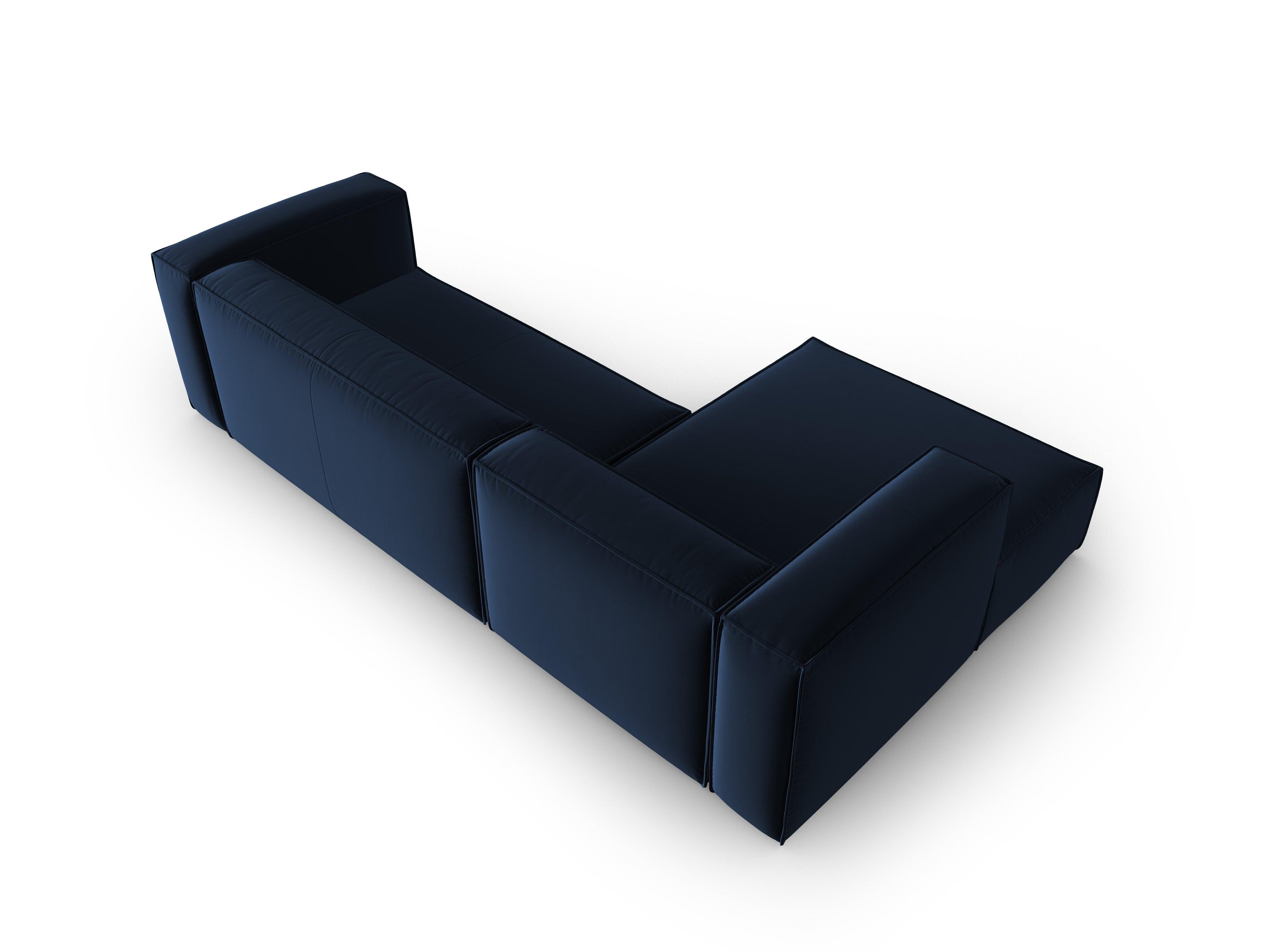 Narożnik aksamitny 4-osobowy lewostronny MACKAY granat królewski Cosmopolitan Design Eye on Design