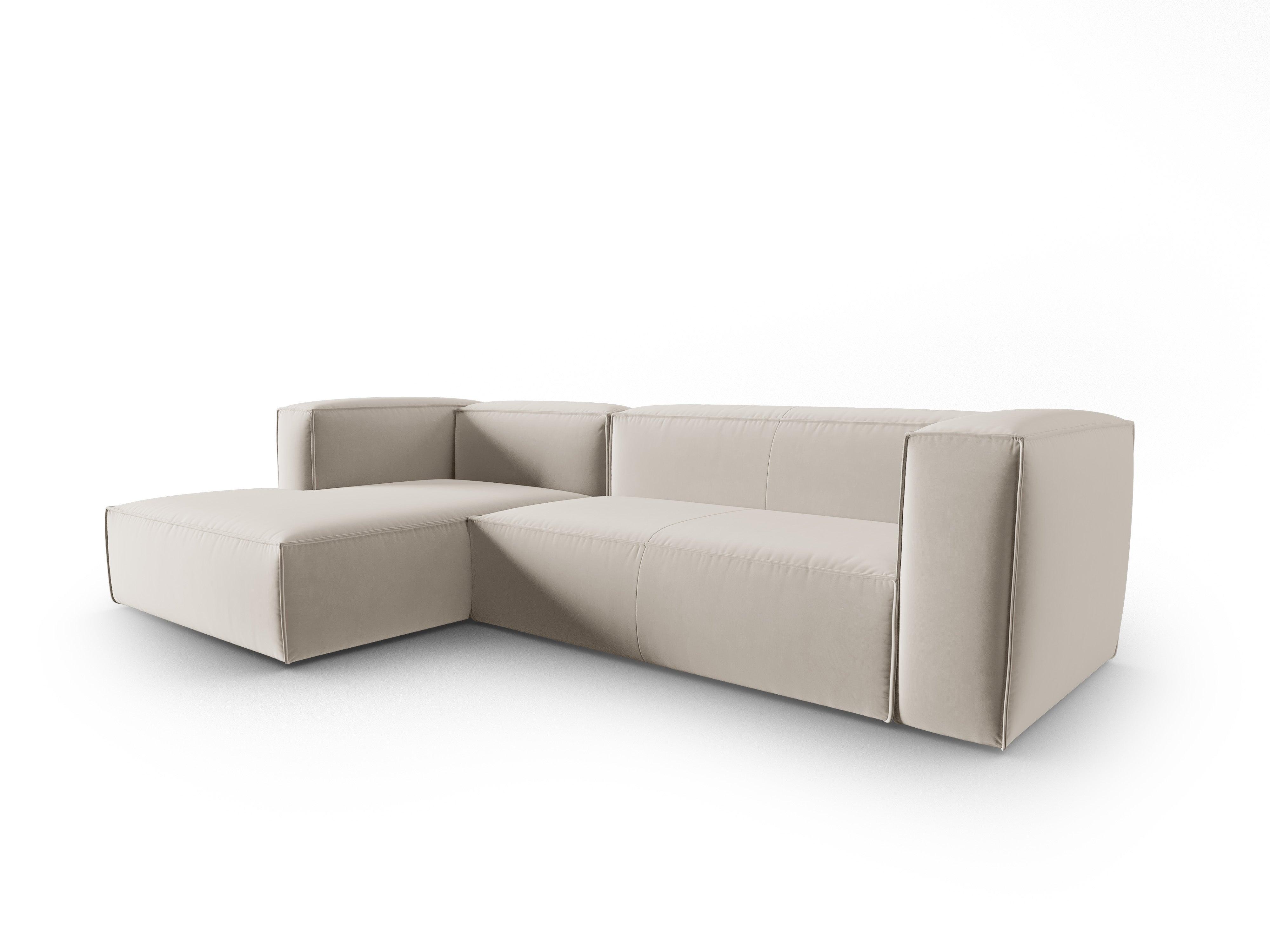 Narożnik aksamitny 4-osobowy lewostronny MACKAY jasnobeżowy Cosmopolitan Design Eye on Design