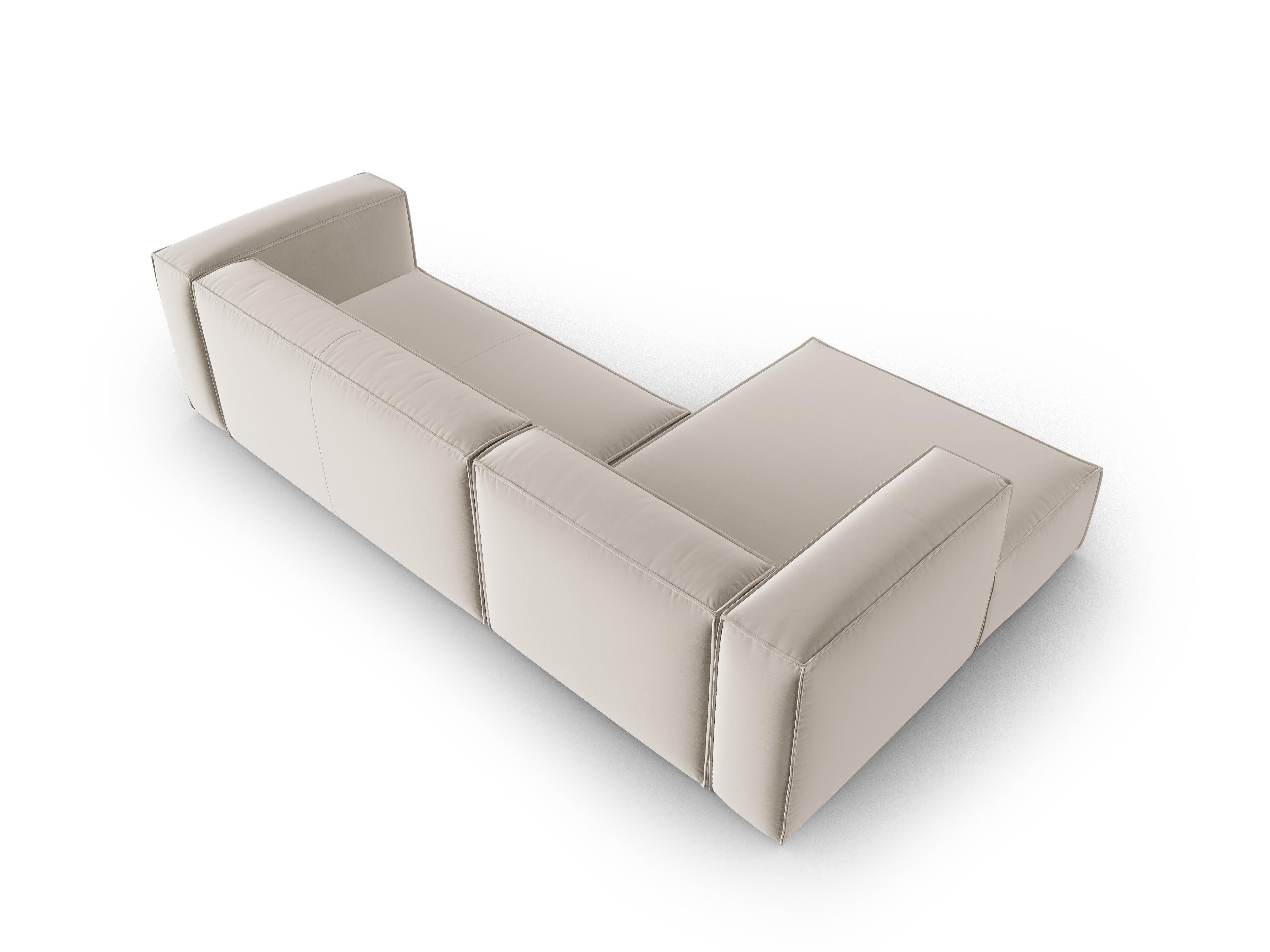 Narożnik aksamitny 4-osobowy lewostronny MACKAY jasnobeżowy Cosmopolitan Design Eye on Design