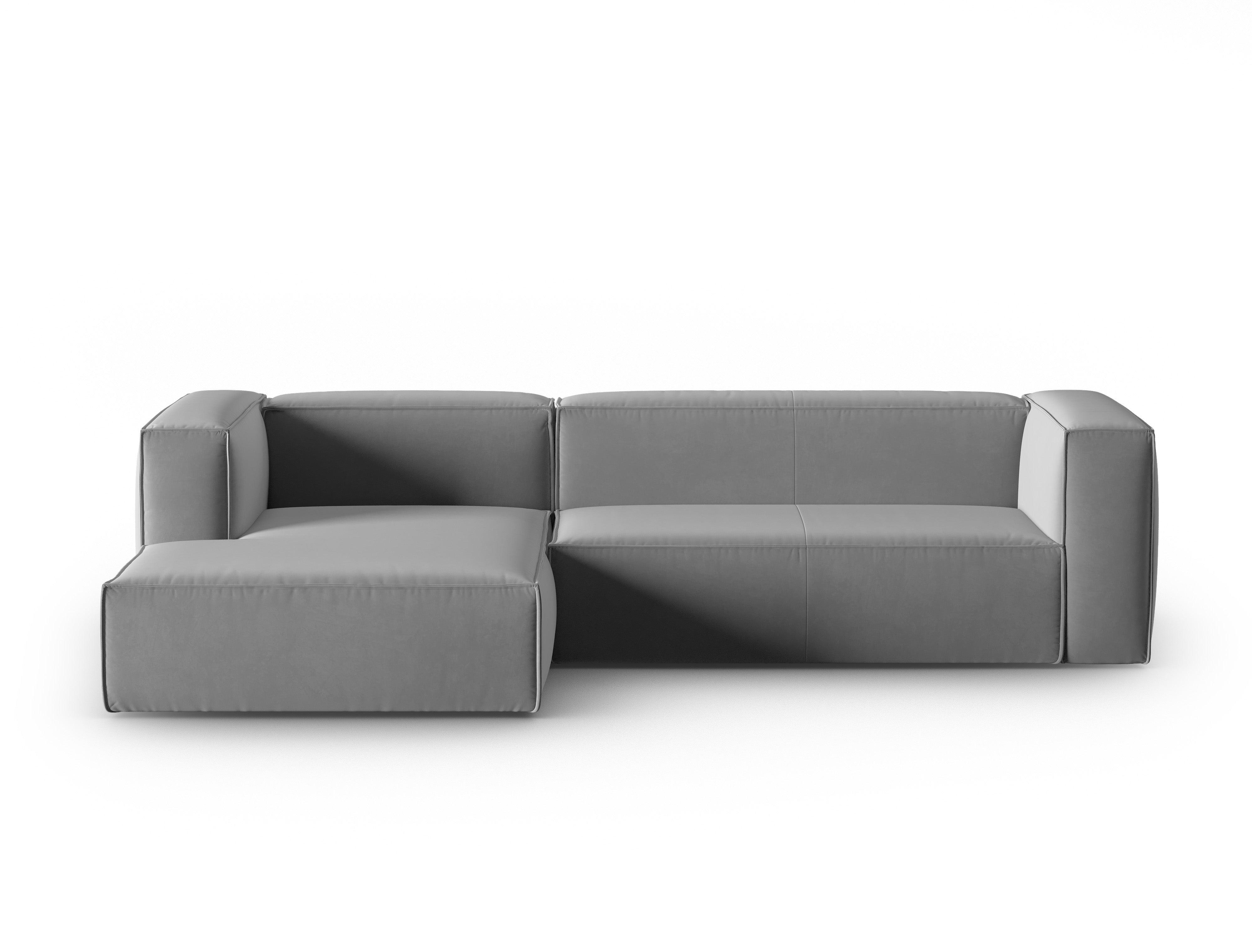 Narożnik aksamitny 4-osobowy lewostronny MACKAY jasnoszary Cosmopolitan Design Eye on Design