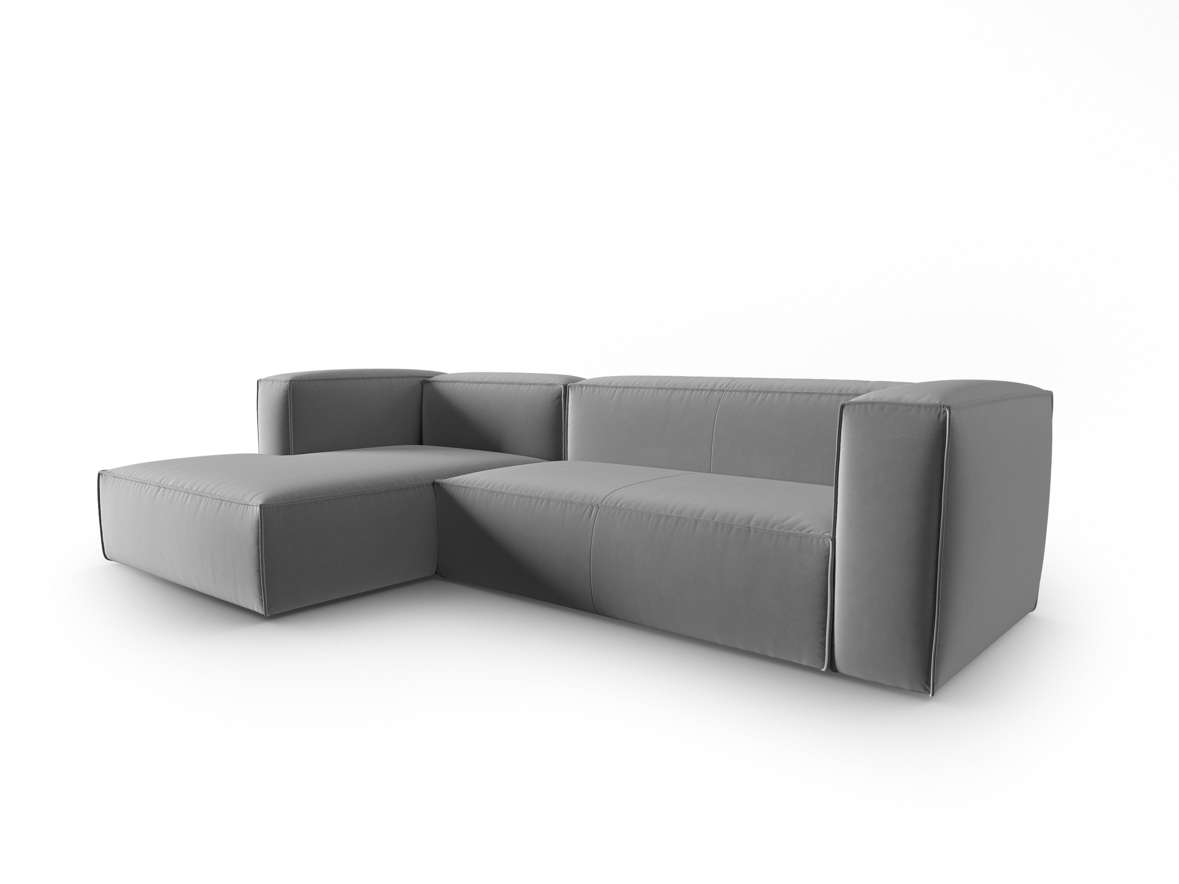 Narożnik aksamitny 4-osobowy lewostronny MACKAY jasnoszary Cosmopolitan Design Eye on Design