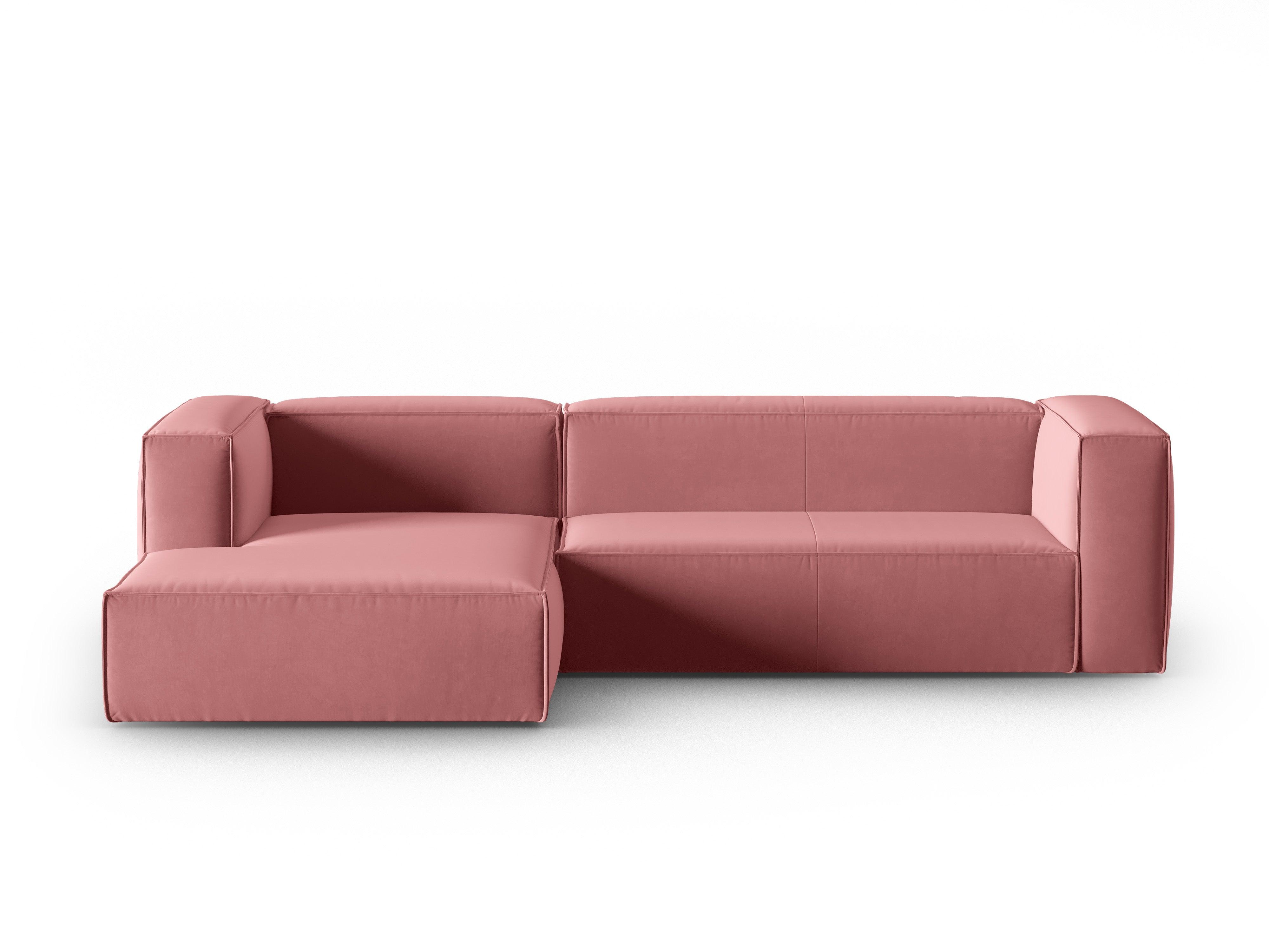 Narożnik aksamitny 4-osobowy lewostronny MACKAY łososiowy Cosmopolitan Design Eye on Design