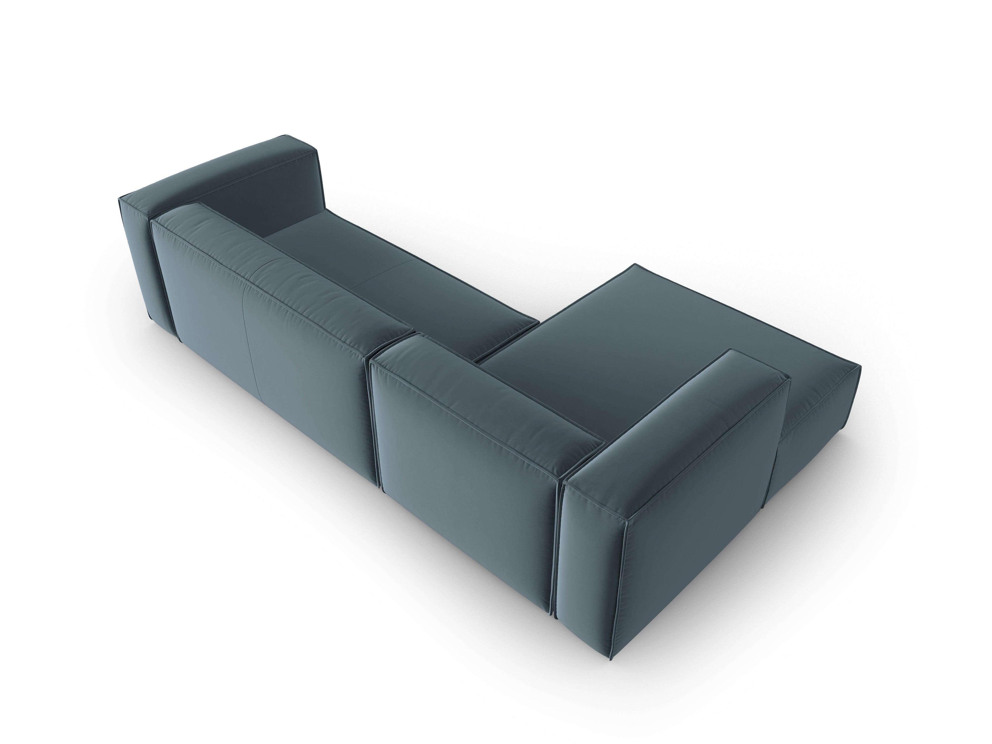 Narożnik aksamitny 4-osobowy lewostronny MACKAY niebieski Cosmopolitan Design Eye on Design