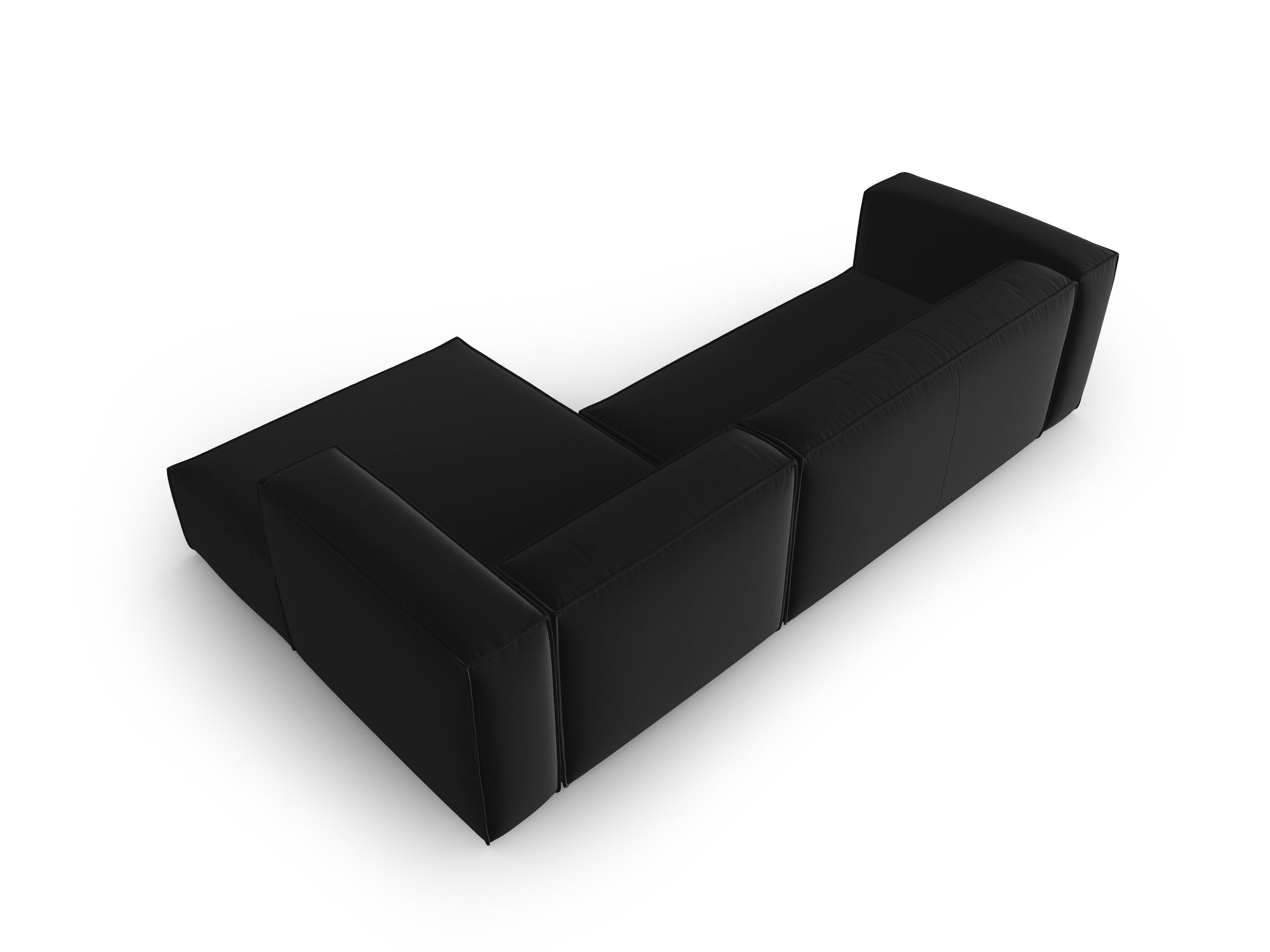 Narożnik aksamitny 4-osobowy prawostronny MACKAY czarny Cosmopolitan Design Eye on Design