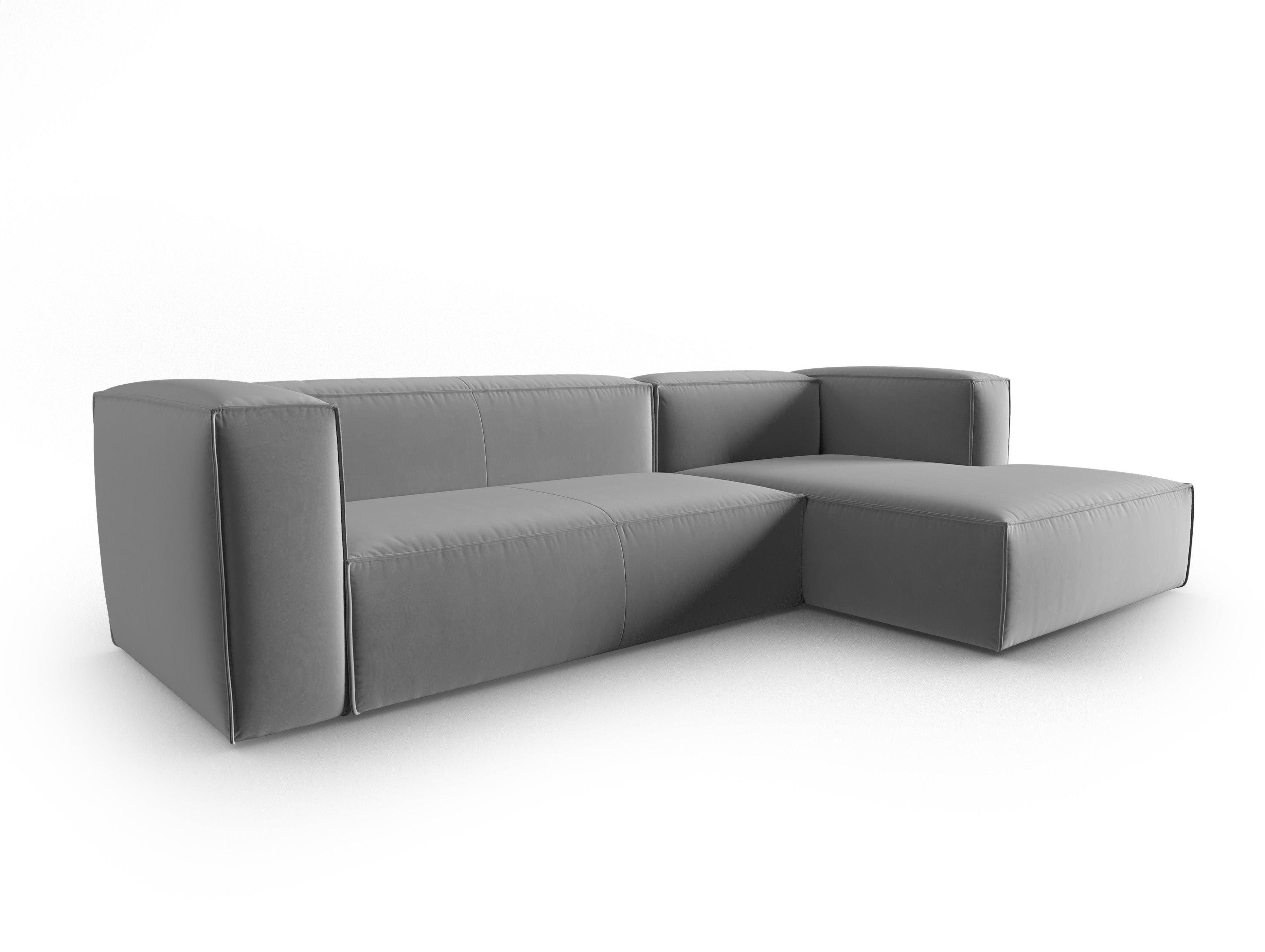 Narożnik aksamitny 4-osobowy prawostronny MACKAY jasnoszary Cosmopolitan Design Eye on Design