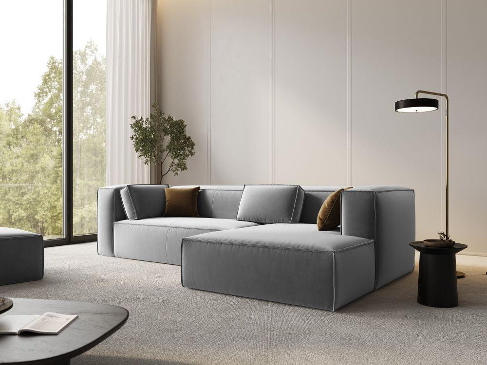Narożnik aksamitny 4-osobowy prawostronny MACKAY jasnoszary Cosmopolitan Design Eye on Design