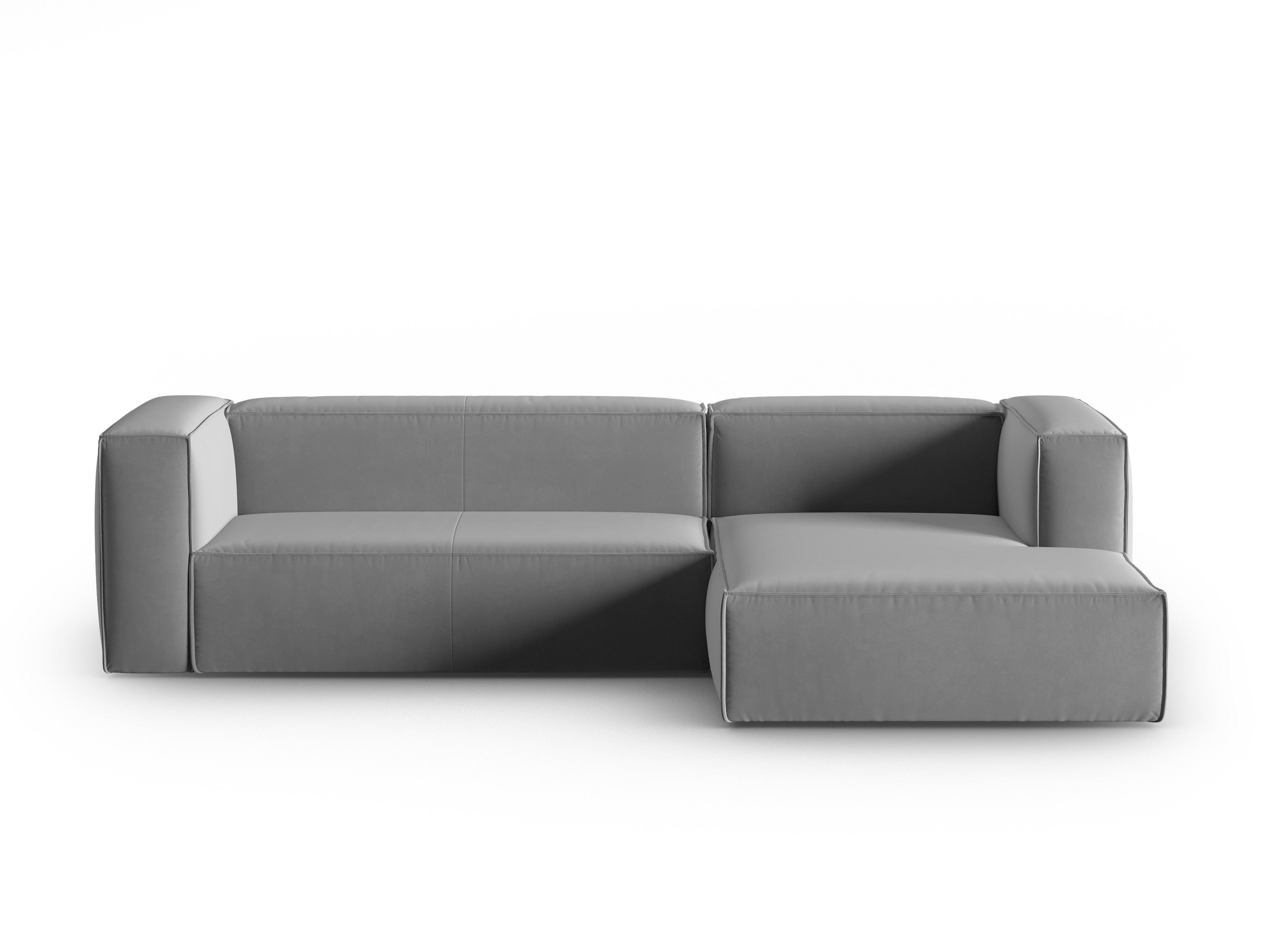 Narożnik aksamitny 4-osobowy prawostronny MACKAY jasnoszary Cosmopolitan Design Eye on Design