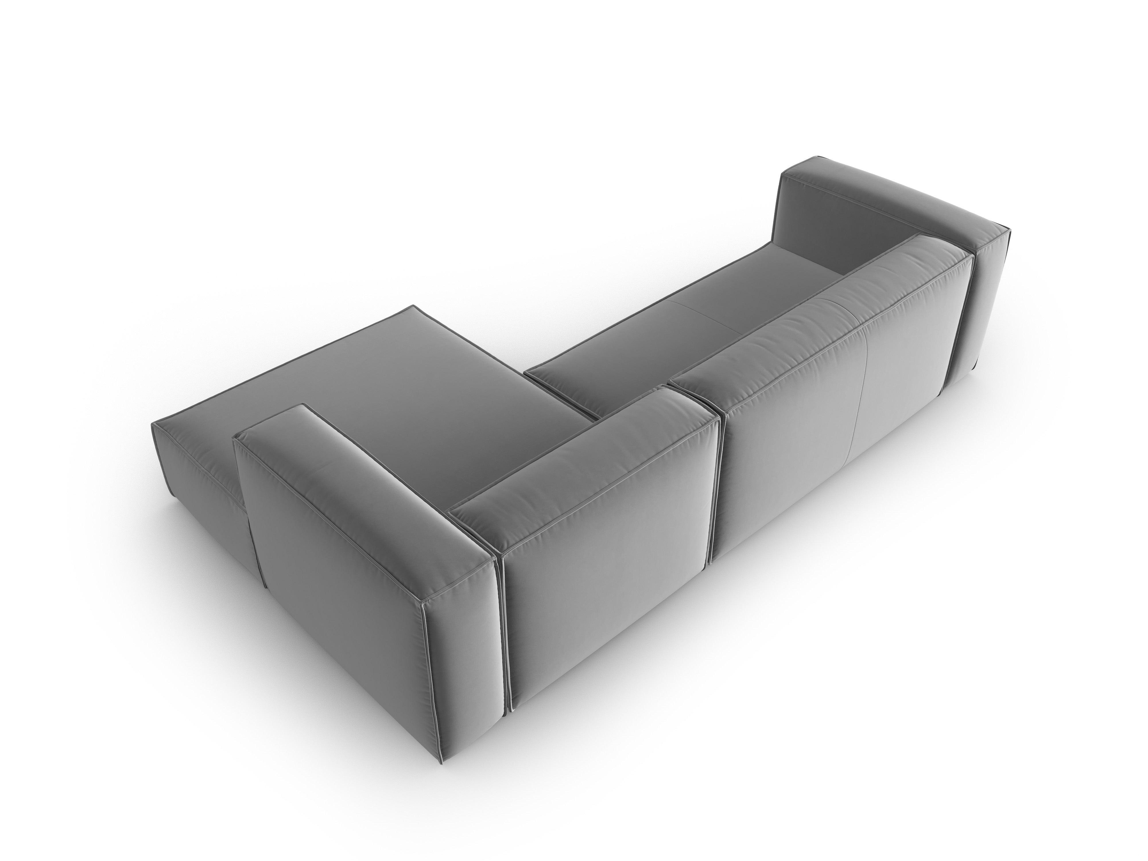 Narożnik aksamitny 4-osobowy prawostronny MACKAY jasnoszary Cosmopolitan Design Eye on Design