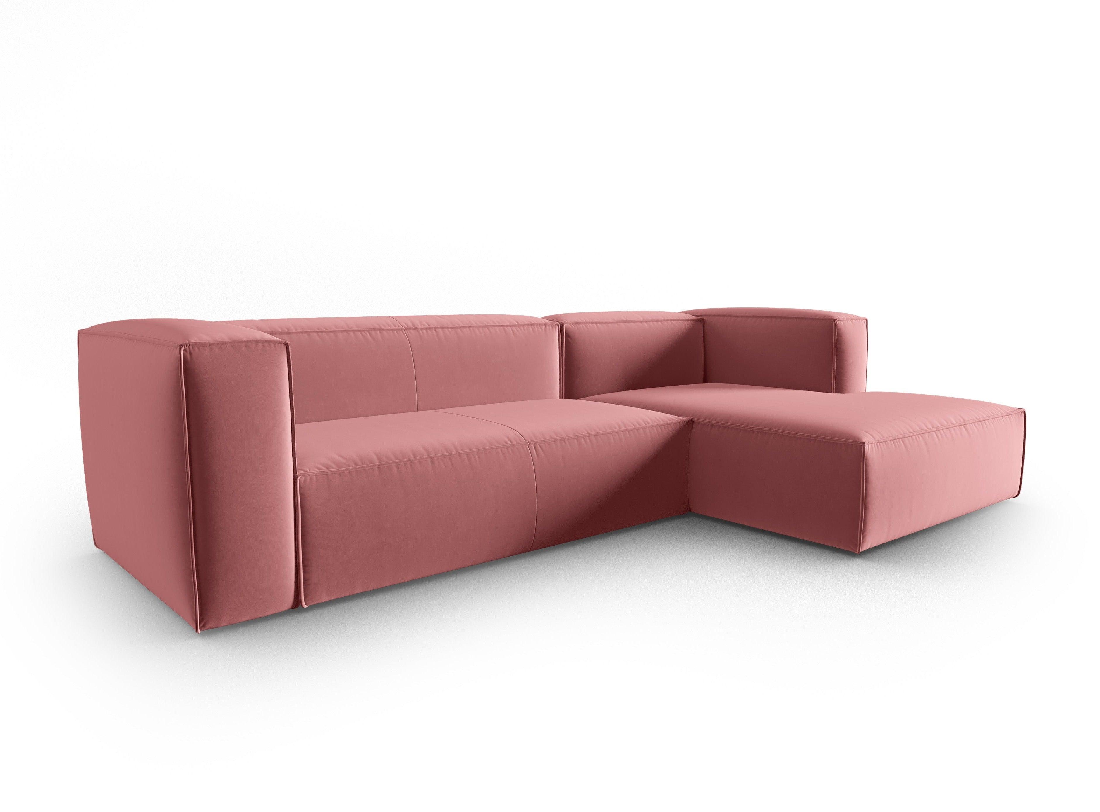 Narożnik aksamitny 4-osobowy prawostronny MACKAY łososiowy Cosmopolitan Design Eye on Design