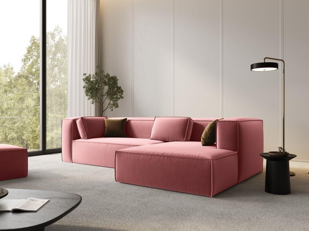 Narożnik aksamitny 4-osobowy prawostronny MACKAY łososiowy Cosmopolitan Design Eye on Design