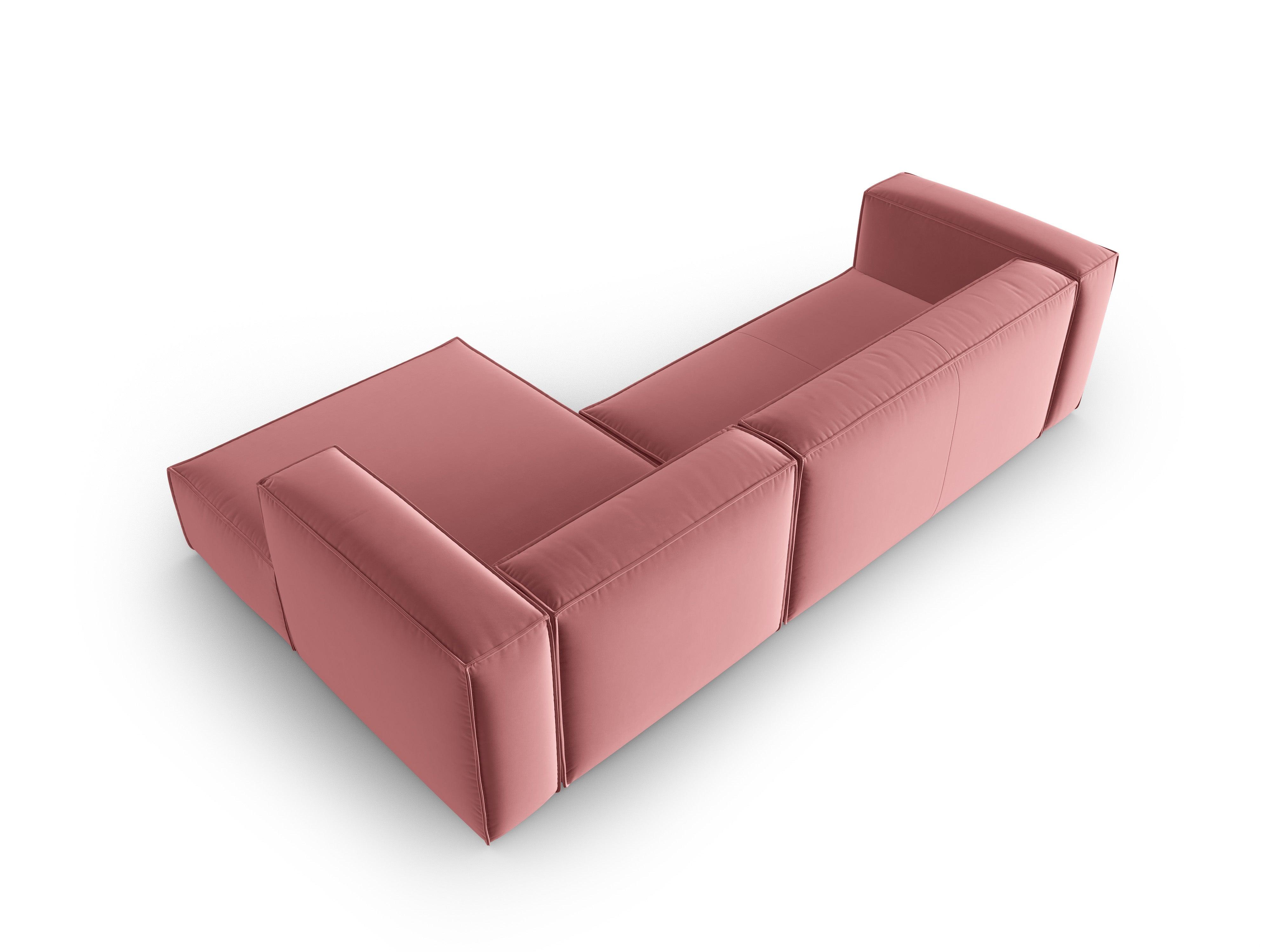 Narożnik aksamitny 4-osobowy prawostronny MACKAY łososiowy Cosmopolitan Design Eye on Design