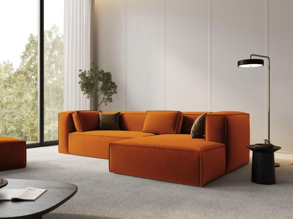Narożnik aksamitny 4-osobowy prawostronny MACKAY terracotta Cosmopolitan Design Eye on Design