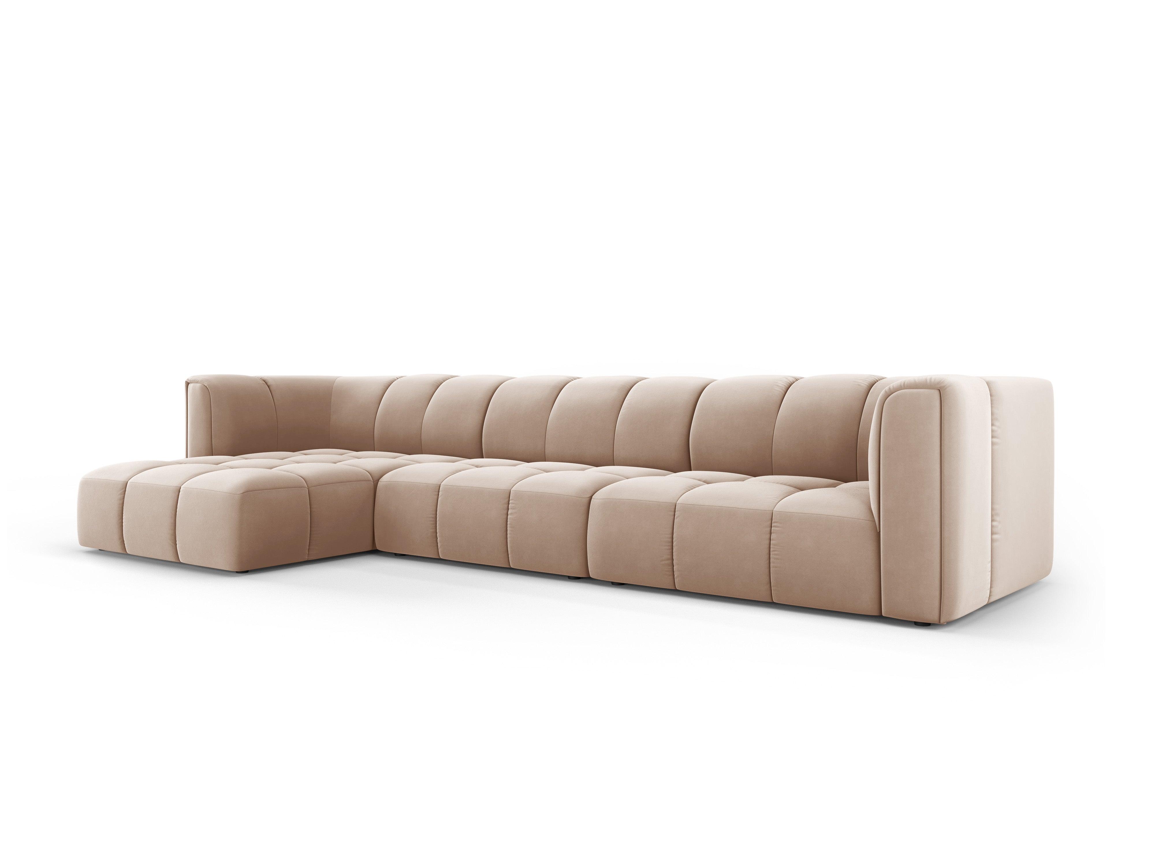 Narożnik aksamitny 5-osobowy lewostronny FRANCESCA beżowy Milo Casa Eye on Design