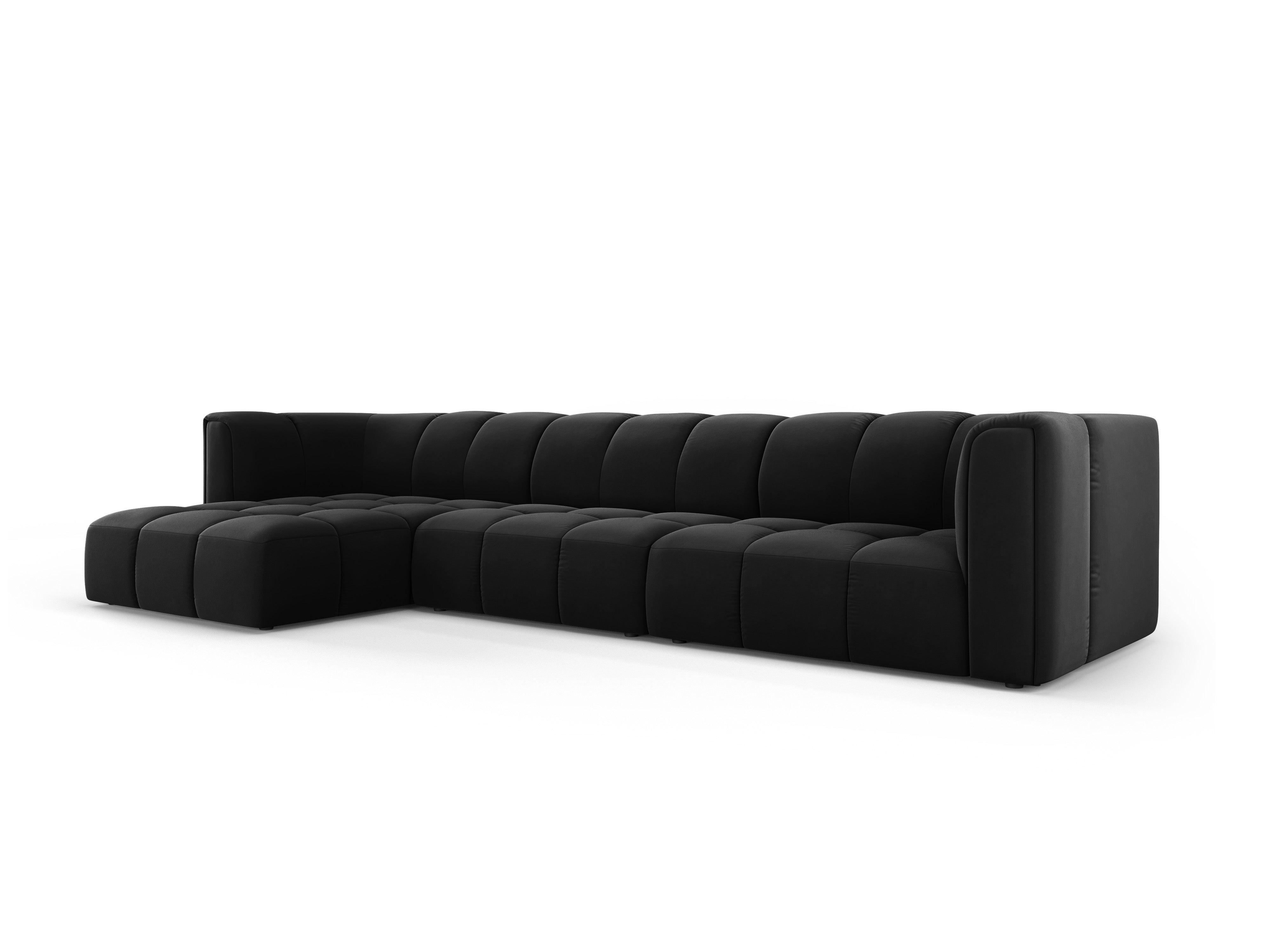 Narożnik aksamitny 5-osobowy lewostronny FRANCESCA czarny Milo Casa Eye on Design