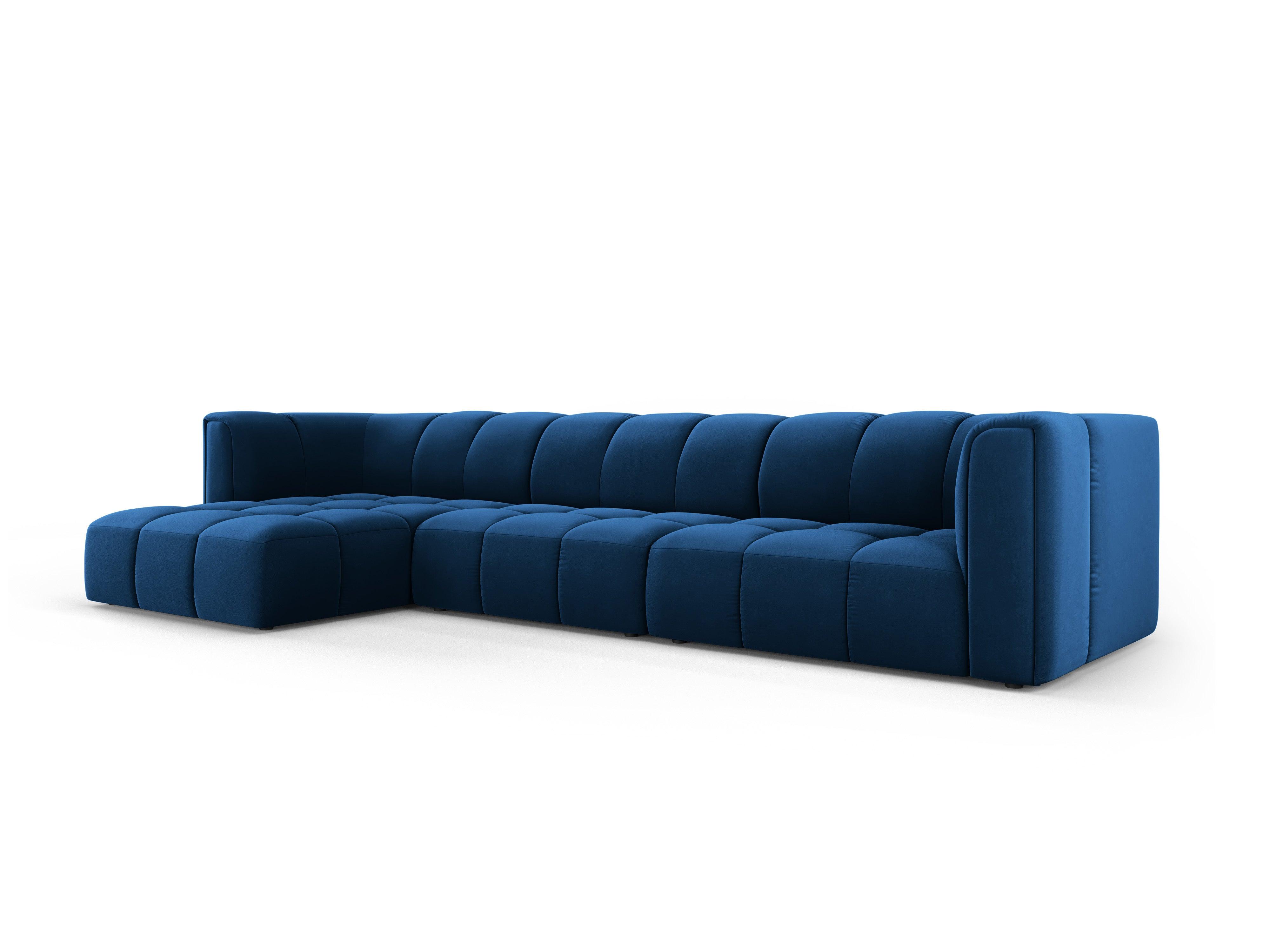 Narożnik aksamitny 5-osobowy lewostronny FRANCESCA granat królewski Milo Casa Eye on Design