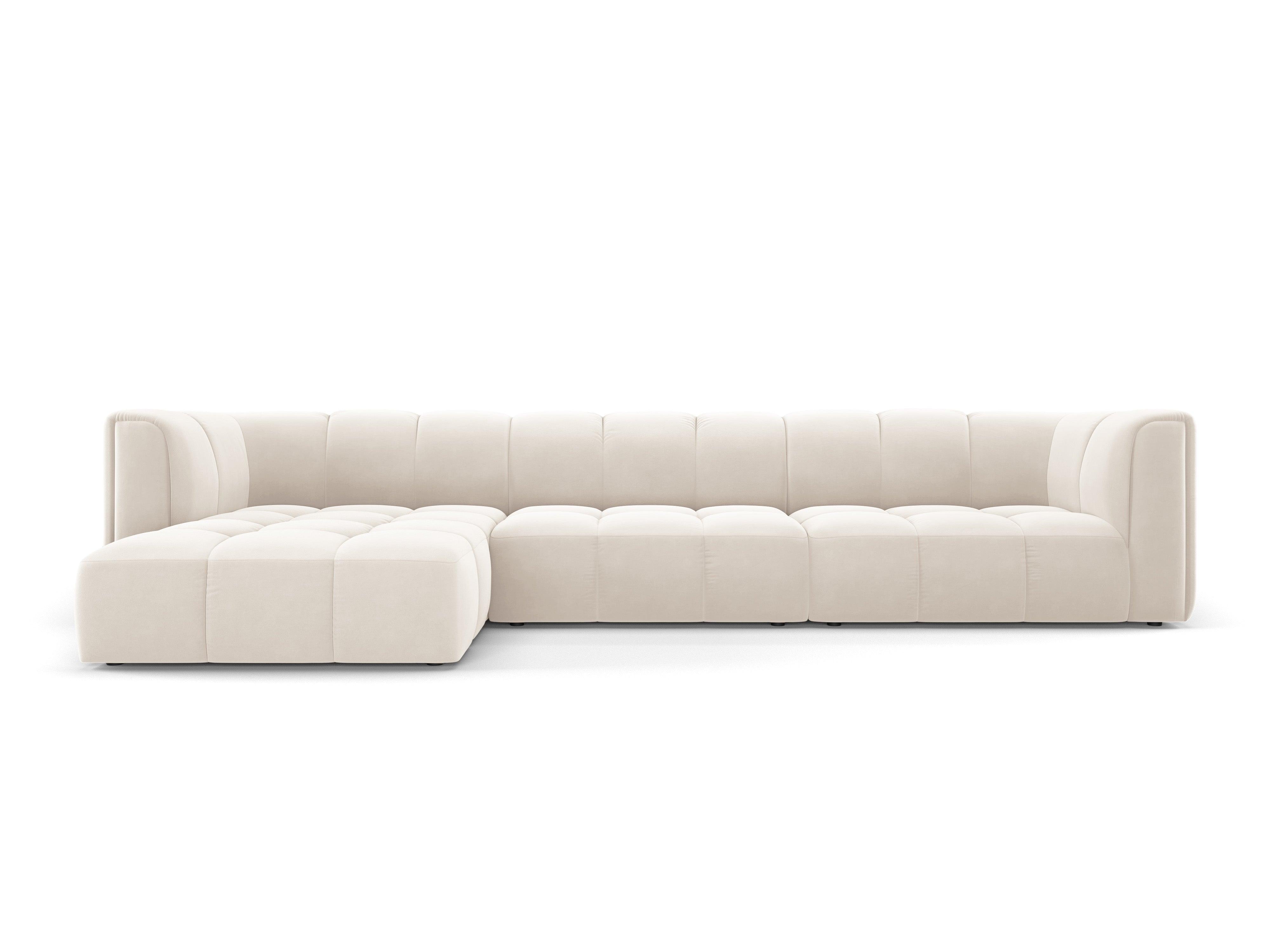 Narożnik aksamitny 5-osobowy lewostronny FRANCESCA jasnobeżowy Milo Casa Eye on Design