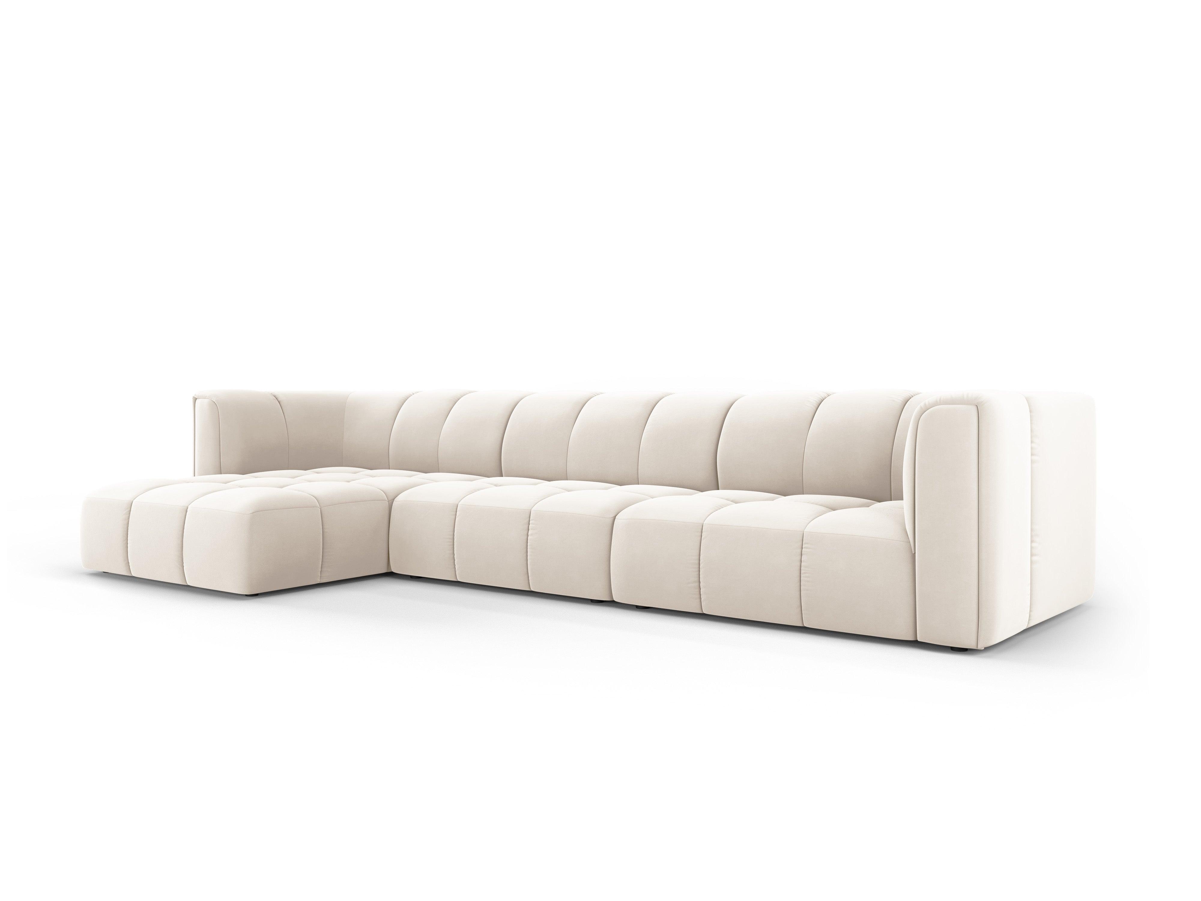 Narożnik aksamitny 5-osobowy lewostronny FRANCESCA jasnobeżowy Milo Casa Eye on Design